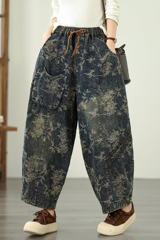 Women's Harem Jeans Drawstring Waist Print Pants