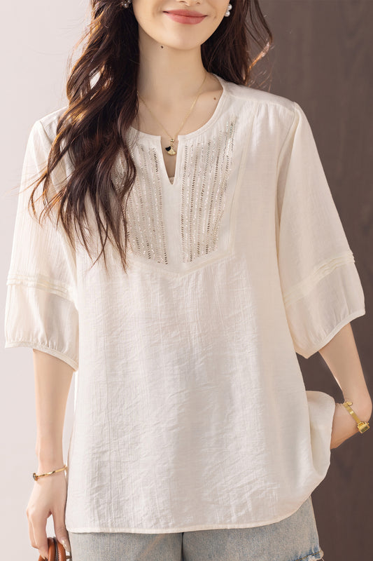 Women's V Neck Lace Floral Blouse Tops Shirts