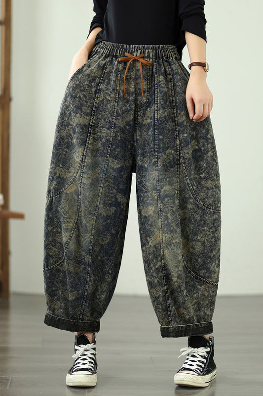 Women's Harem Jeans Drawstring Waist Print Pants