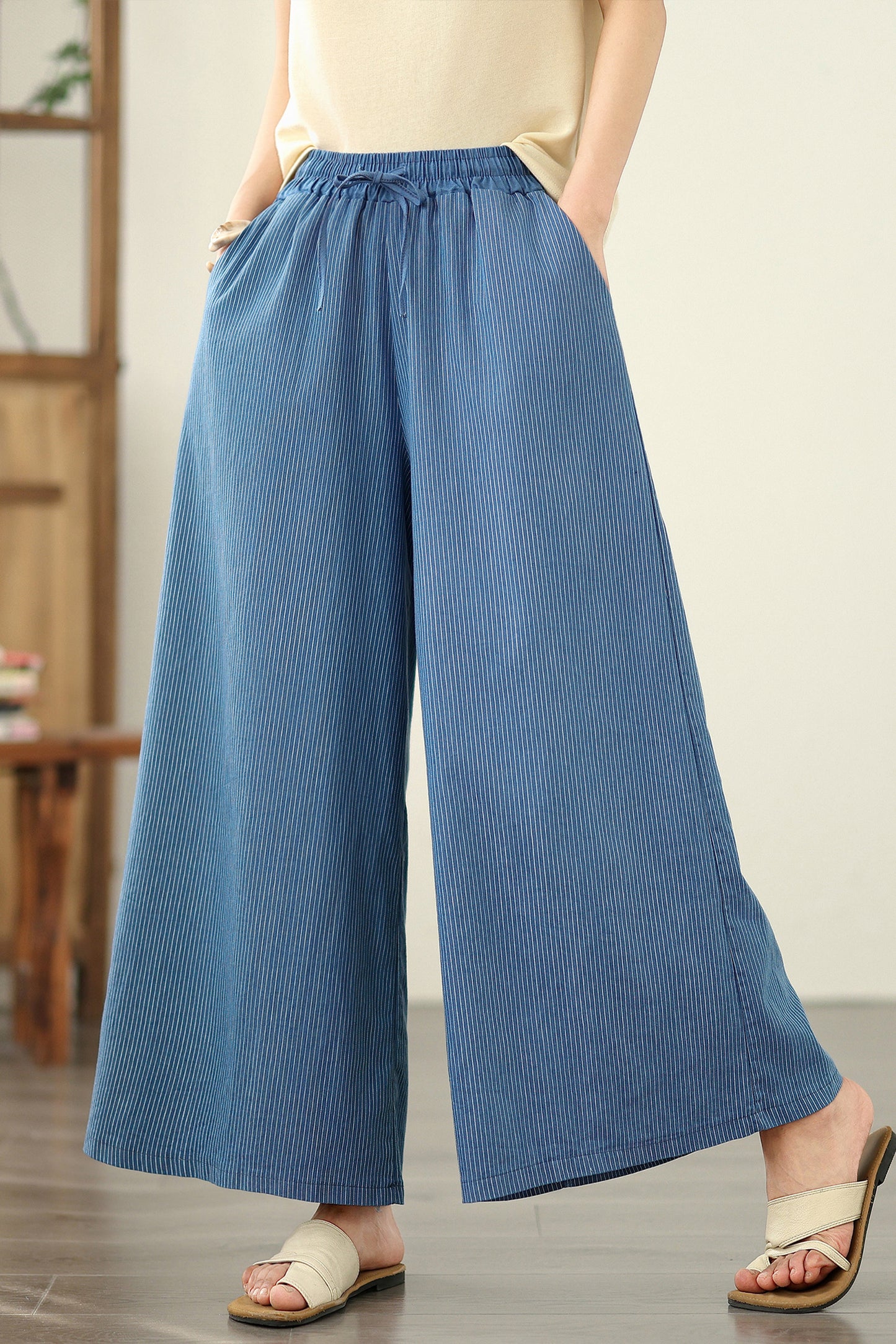 Women's Jeans Elastic Waist Wide Leg Denim Pants