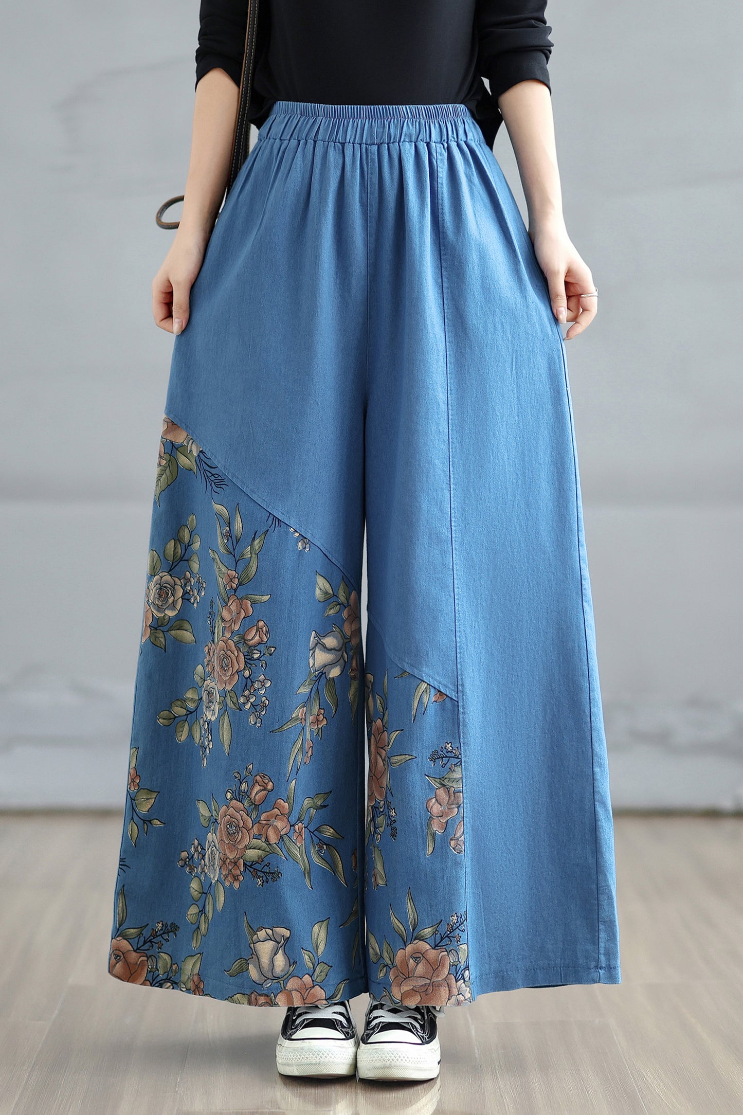 Women's Baggy Jeans Drawstring Waist Wide Leg