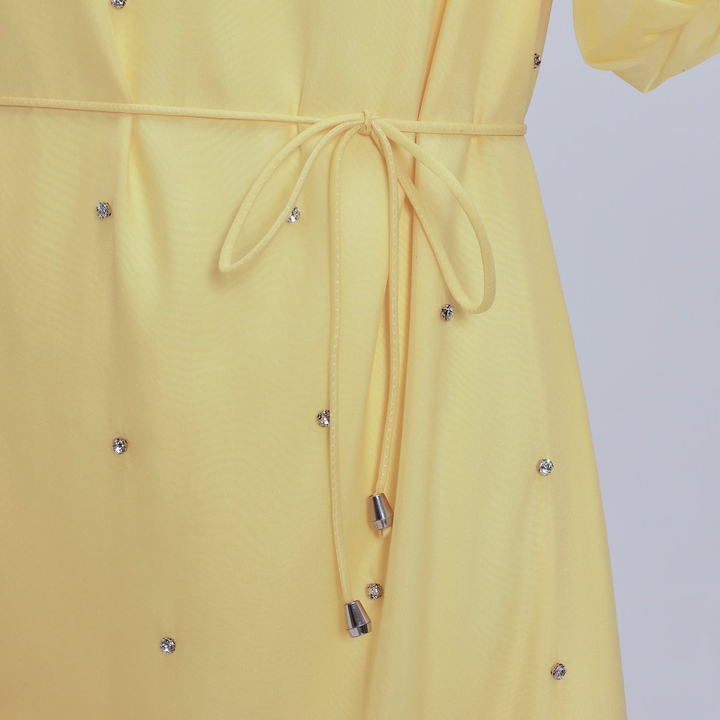 Women's Beaded Ruffled Puff Sleeve Maxi Dress