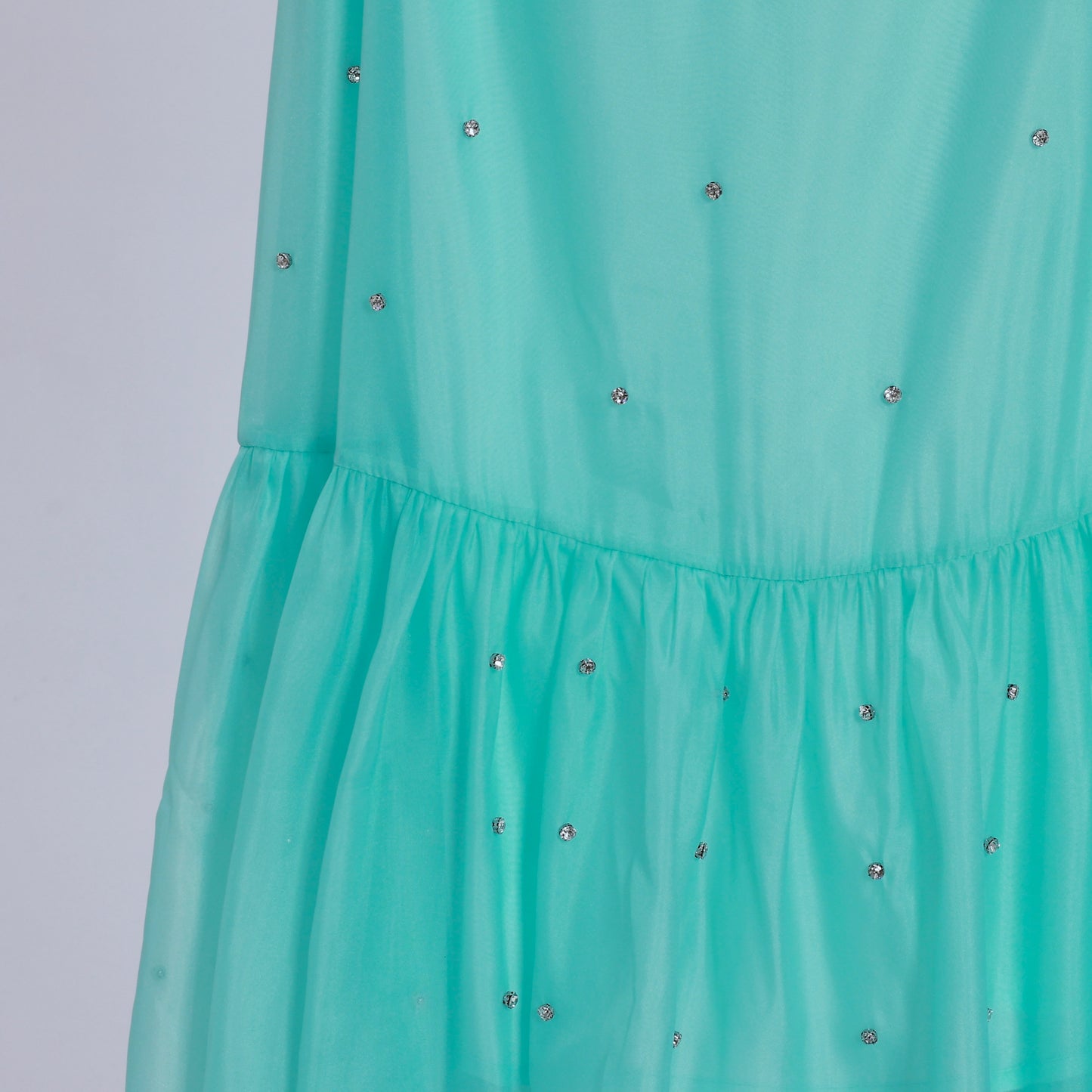 Women's Beaded Ruffled Puff Sleeve Maxi Dress