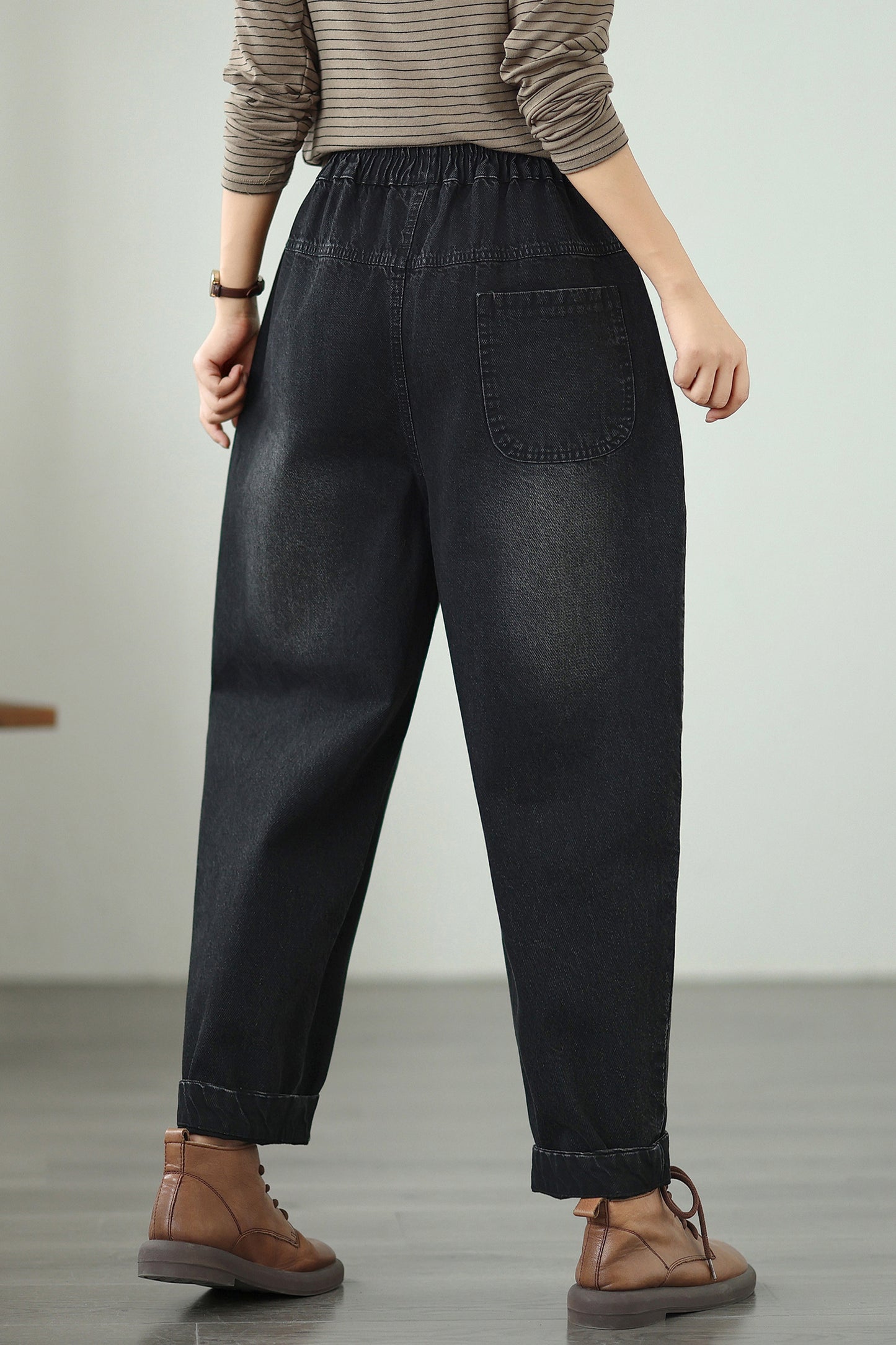 Women Jeans Denim Pants Elastic Waist