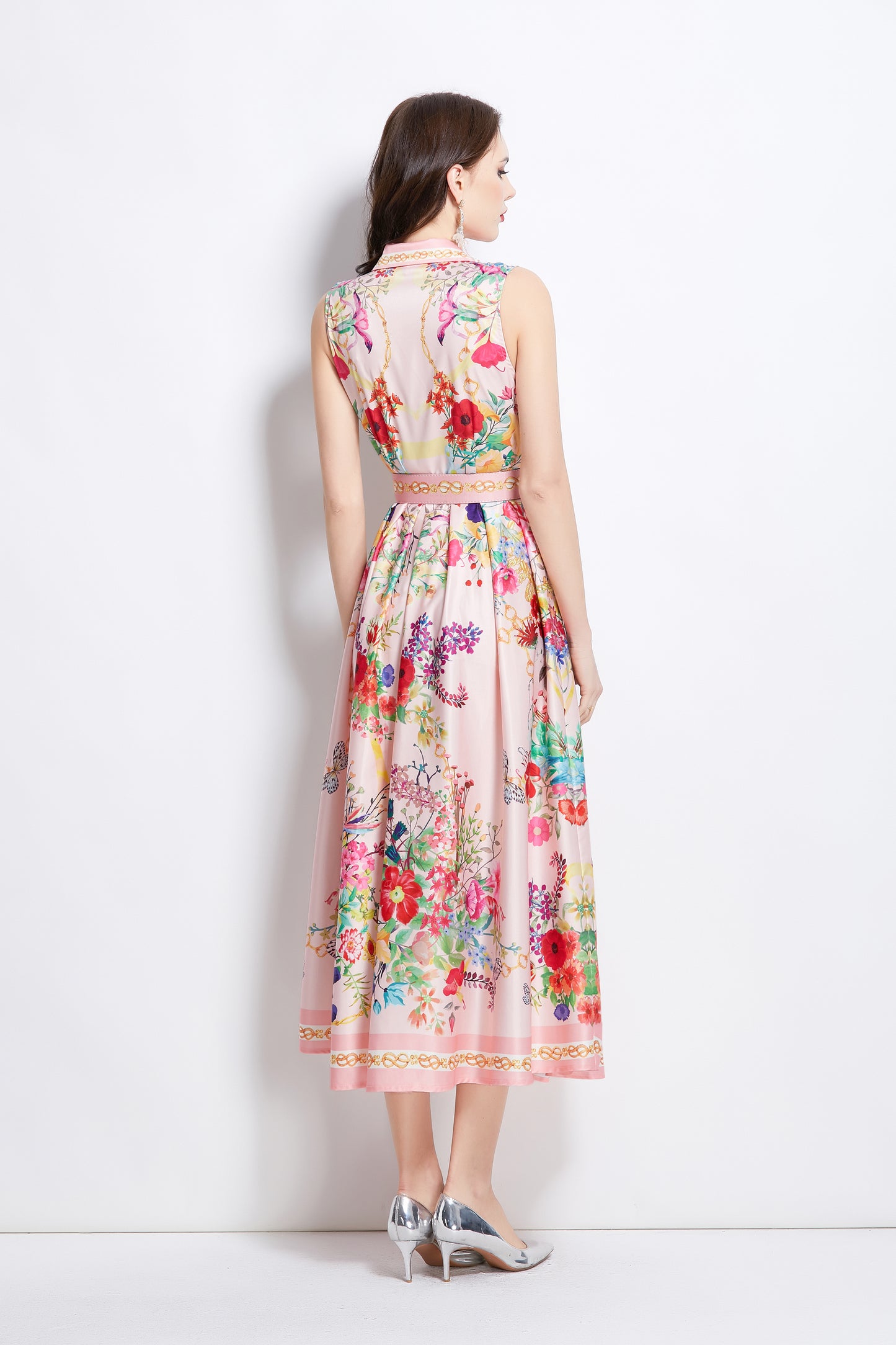 Women's Floral Print Sleeveless Flowy Maxi Dress