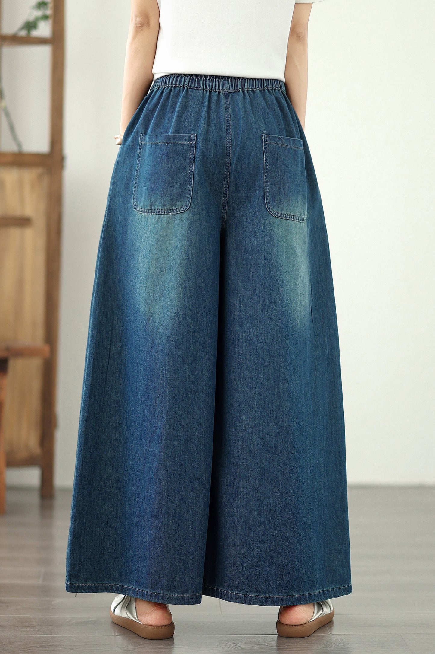 Women's Embroidery Wide Leg Denim Pants