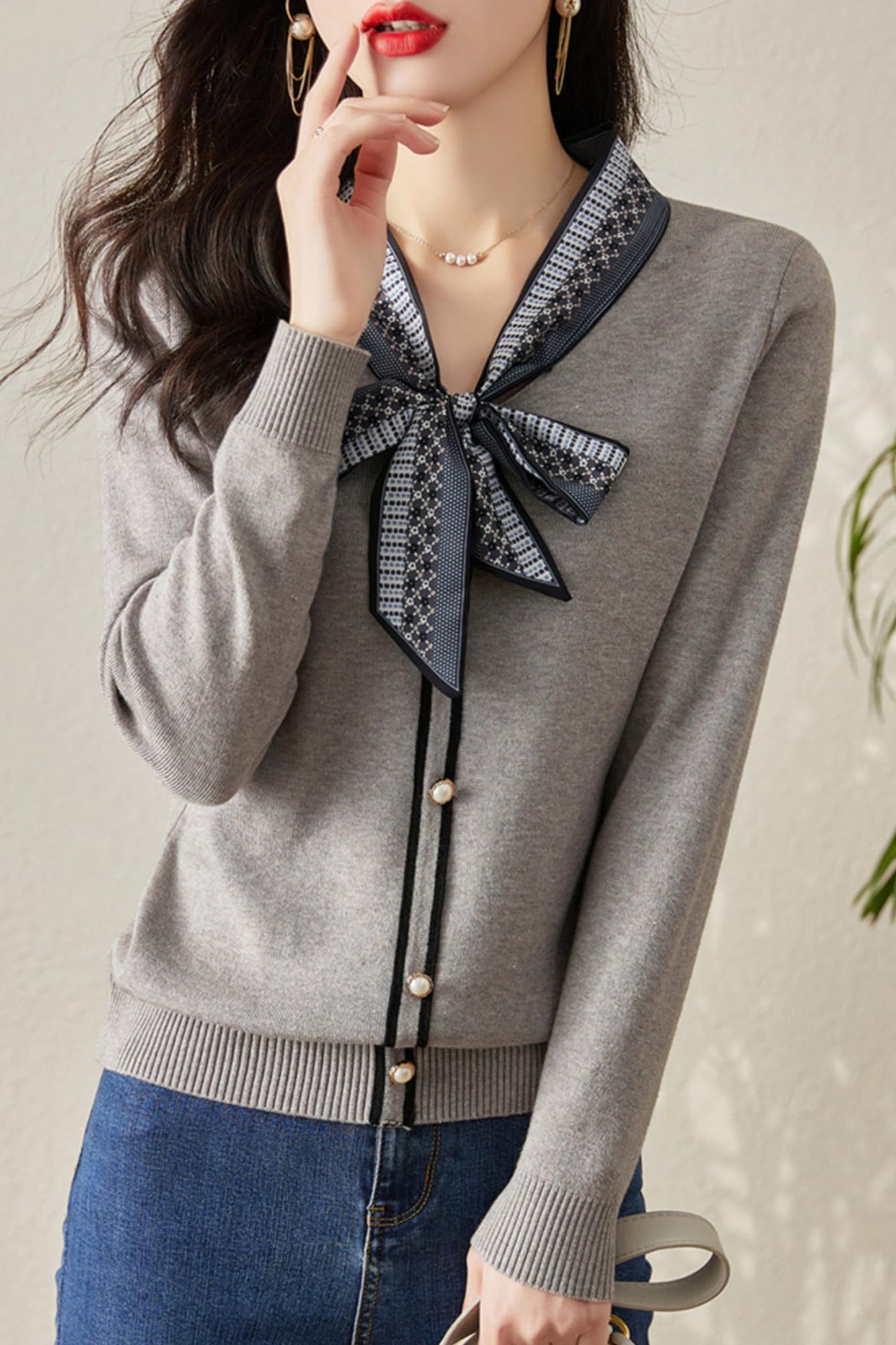 BK-Knit Shirt Long Sleeve Pullover Tops - LAI MENG FIVE CATS