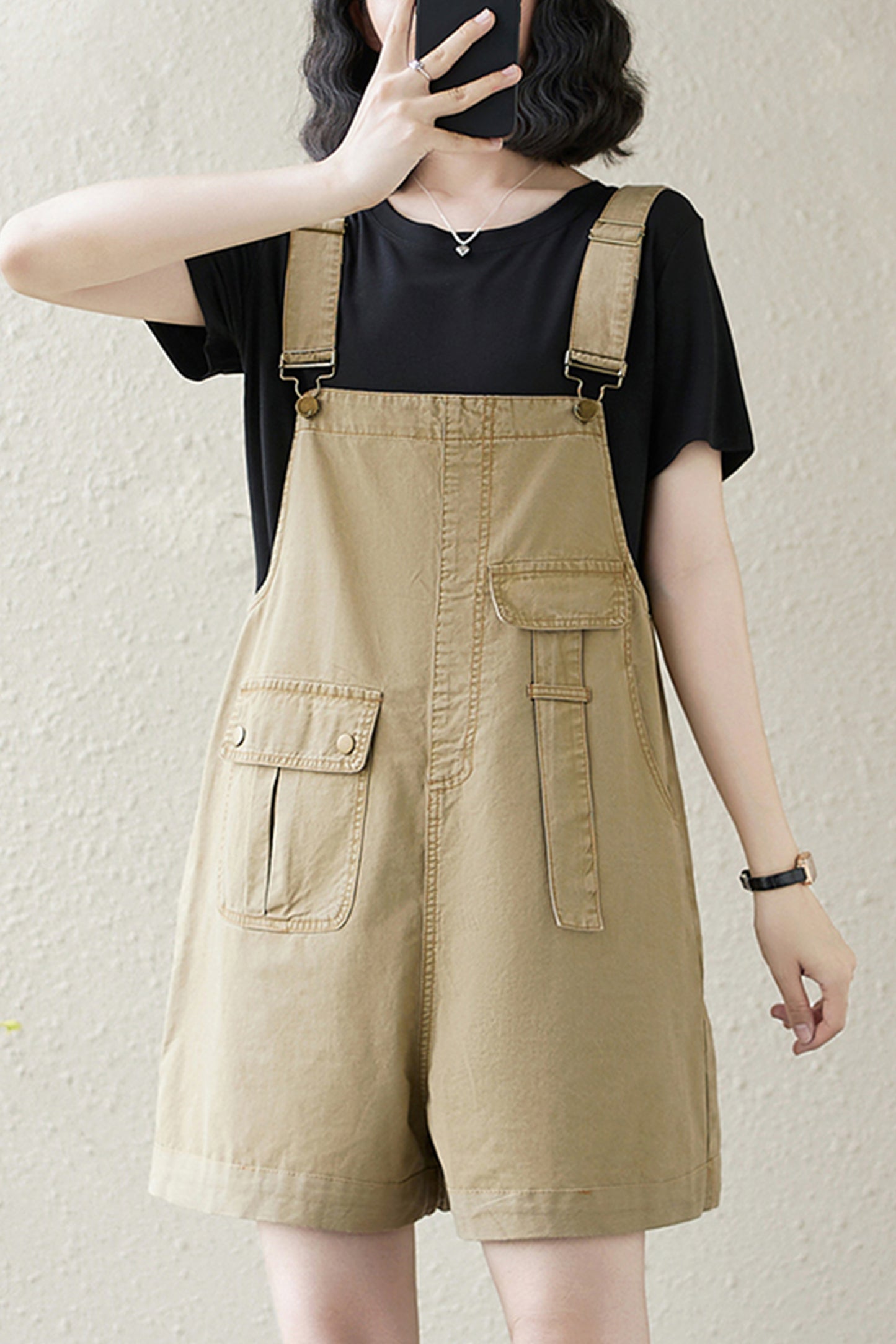 Women's Denim Bib Shorts Adjustable Strap Shortalls Romper