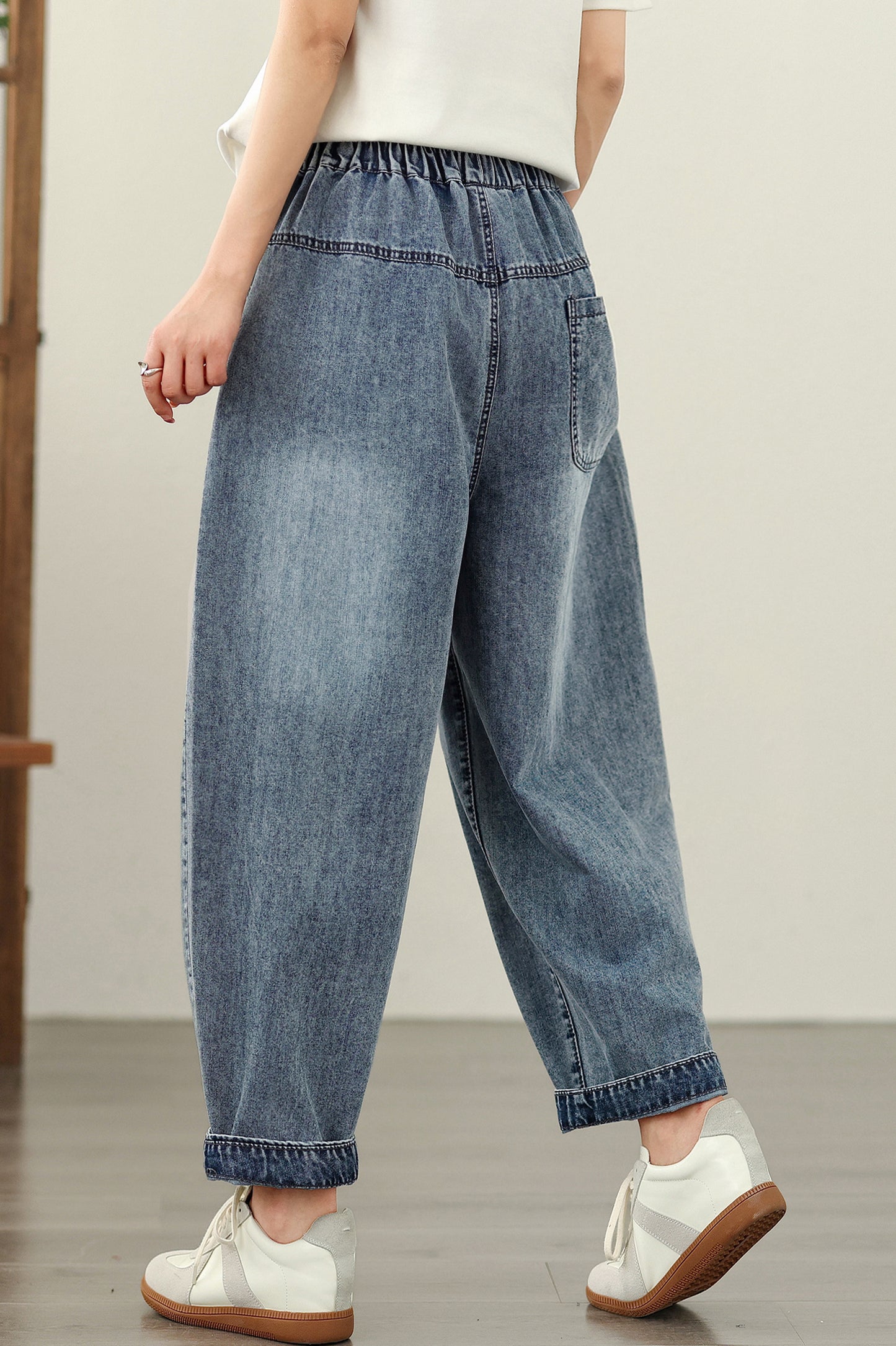 Women Jeans Denim Harem Pants Elastic Waist