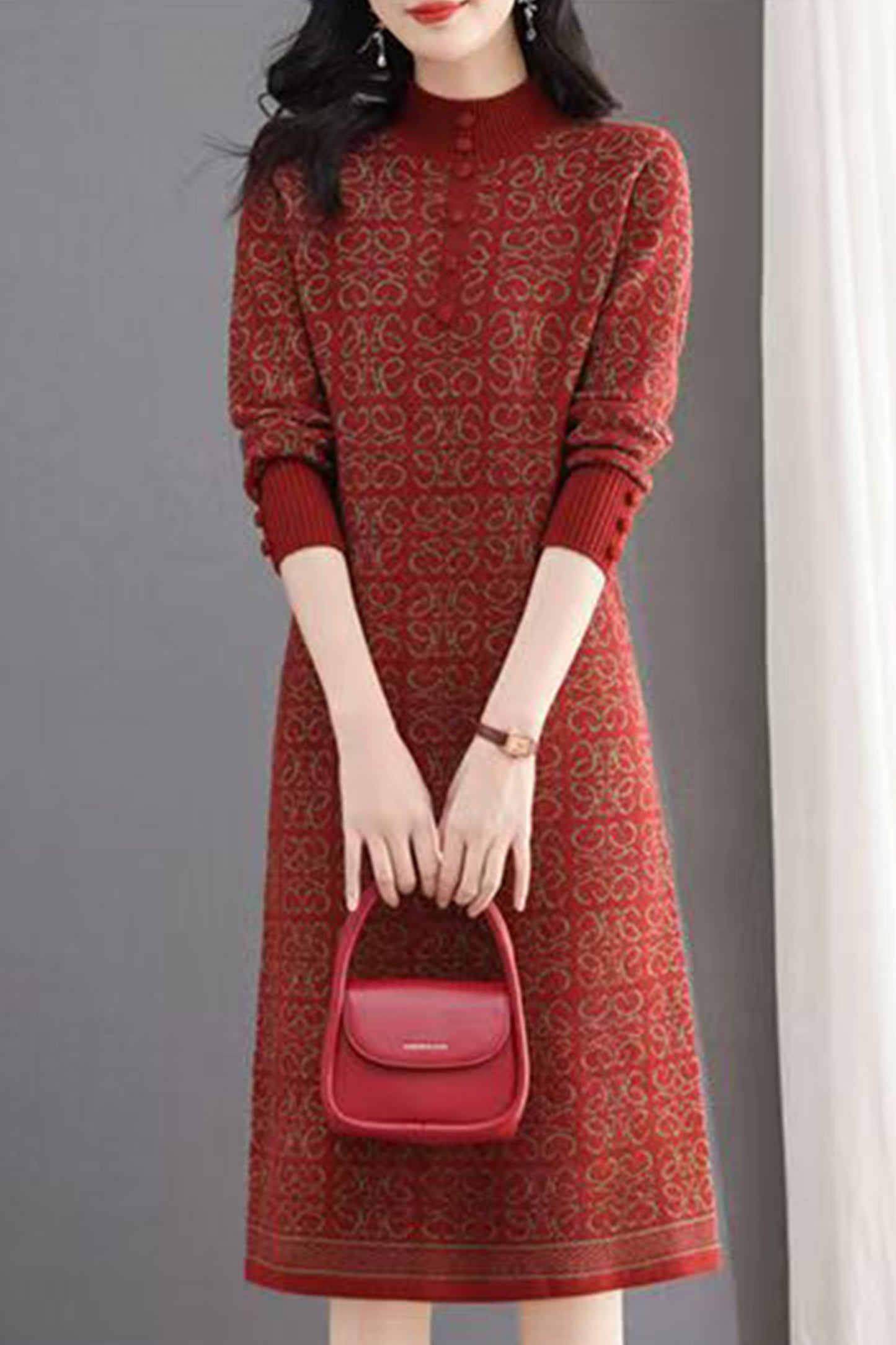 Women's Turtleneck Sweater Chunky Knit Tunic Dress