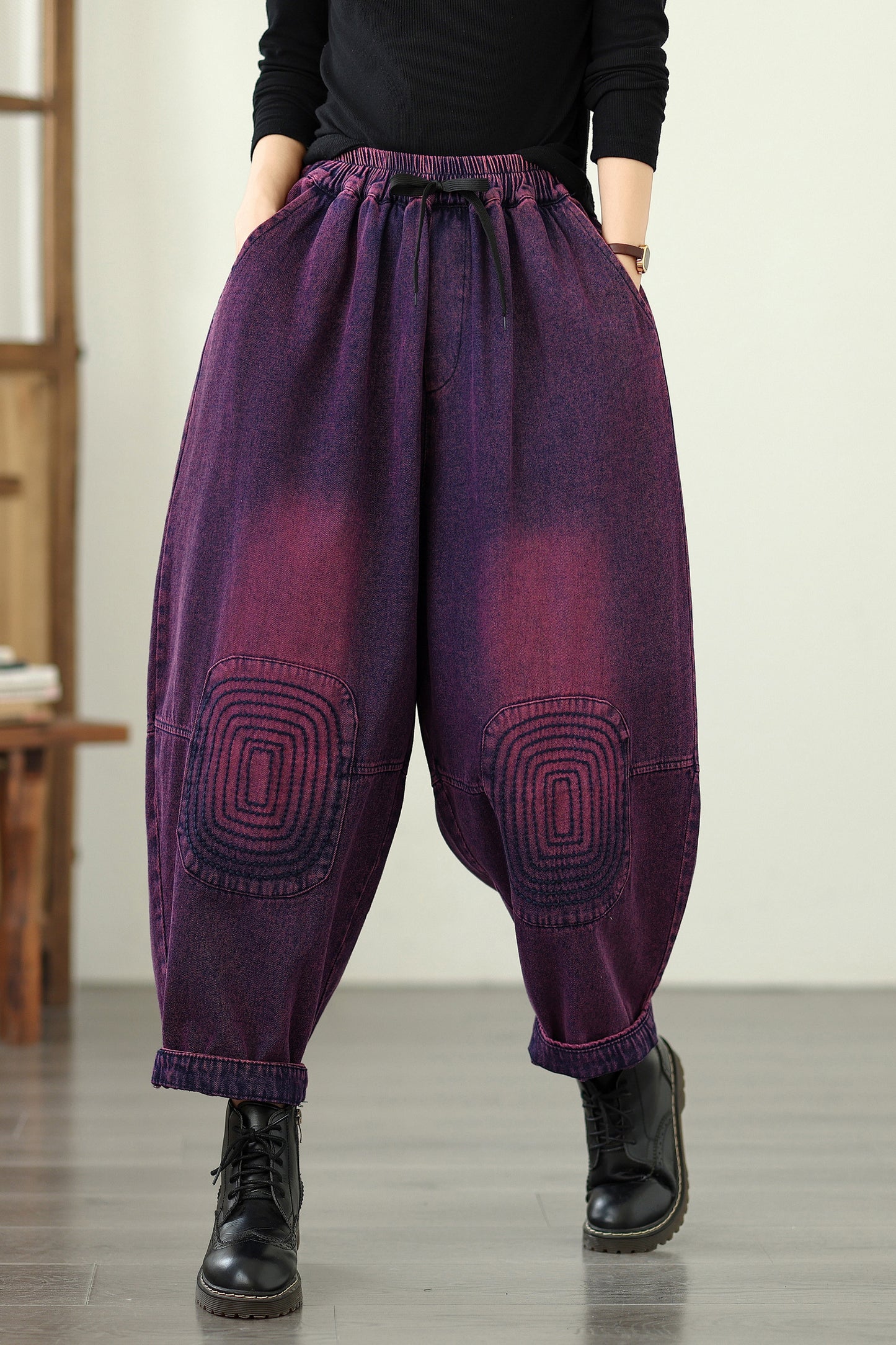 Women's Harem Jeans Drawstring Waist Print Pants