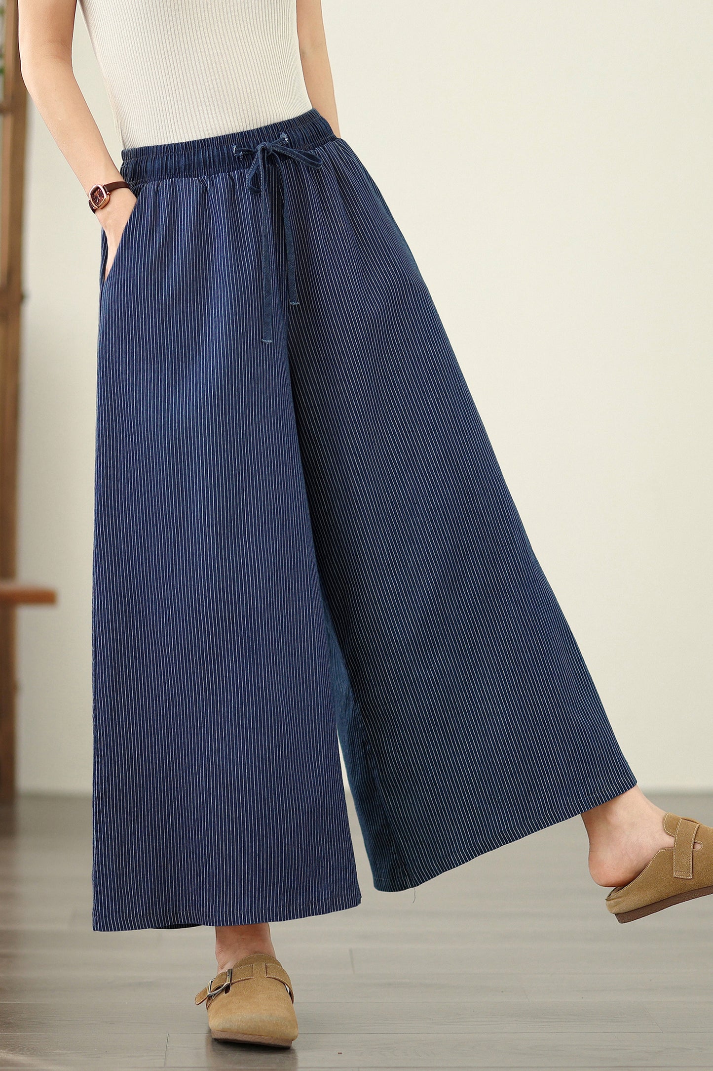 Women's Jeans Elastic Waist Wide Leg Denim Pants
