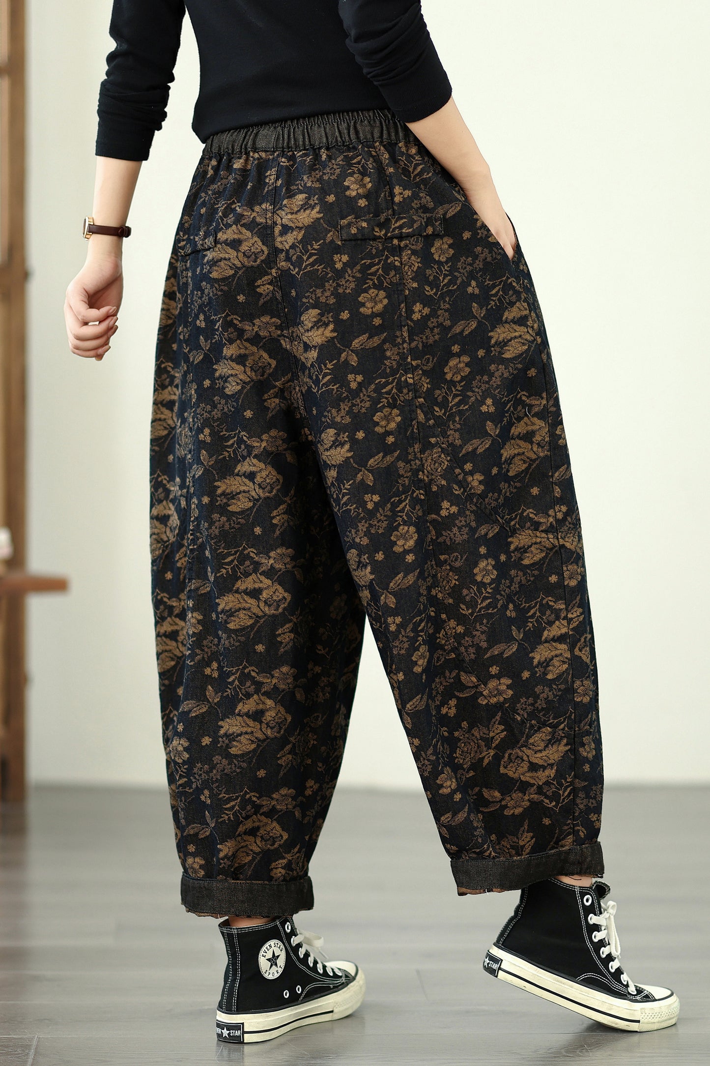 Women's Harem Jeans Drawstring Waist Print Pants
