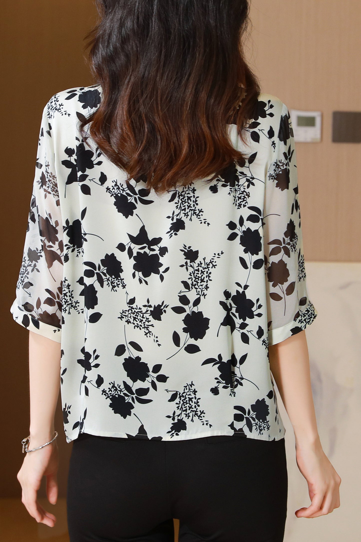 Women's Collared Floral Print Blouse Short Sleeve Tops