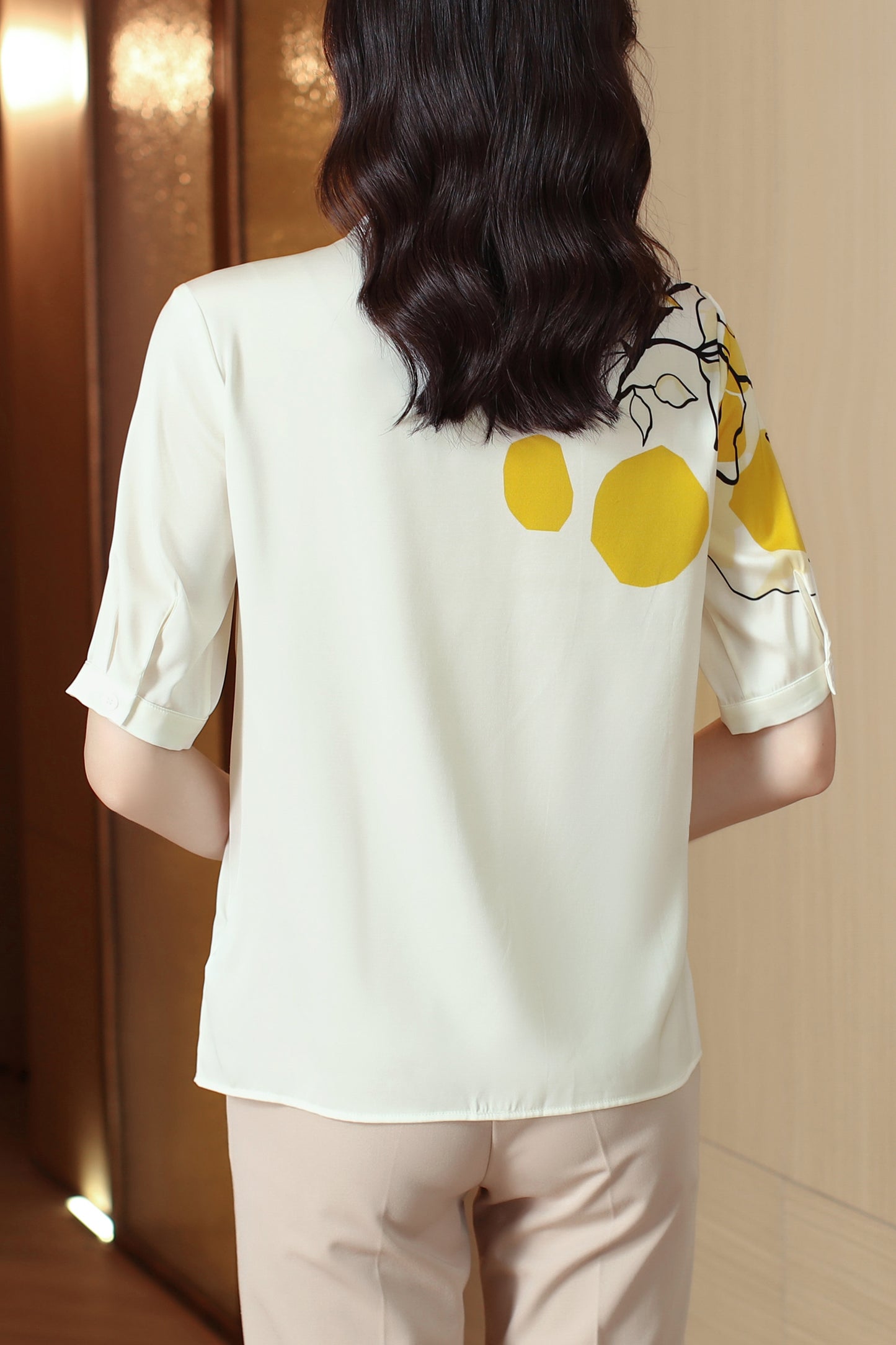 Women's Collared Floral Print Blouse Short Sleeve Tops