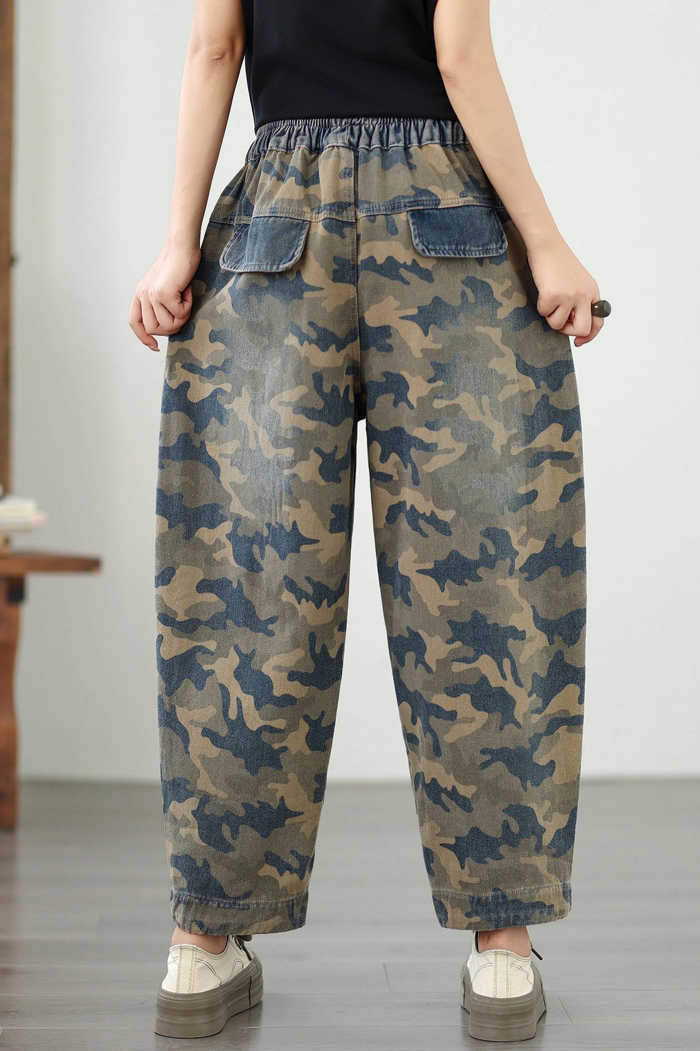 Women's Baggy Jeans Elastic Waist Harem Pants