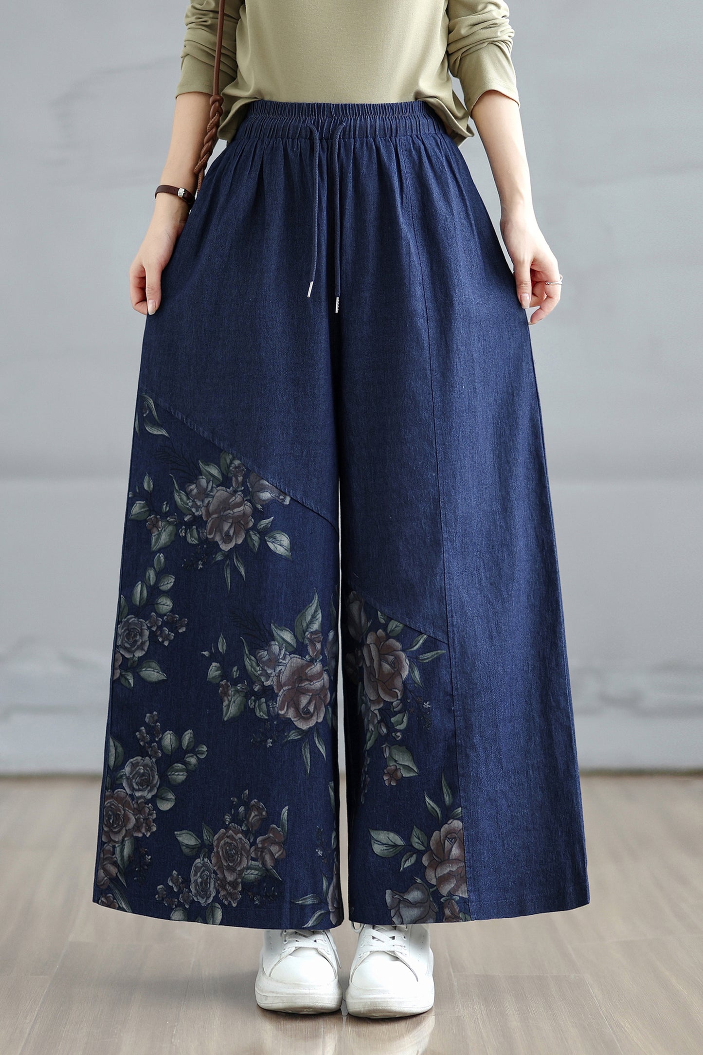 Women's Baggy Jeans Drawstring Waist Wide Leg