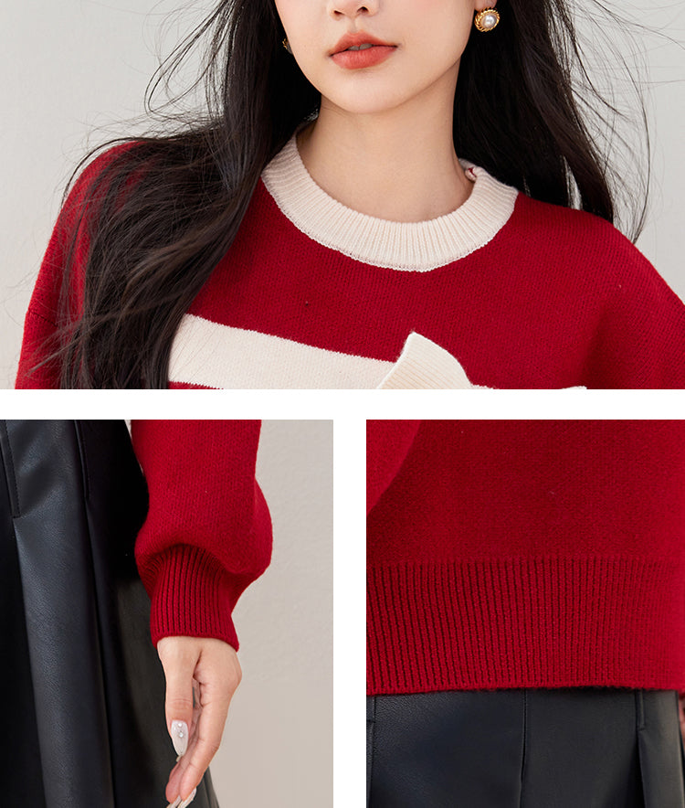 SD-Womens Bow Tied Knit Sweater - LAI MENG FIVE CATS