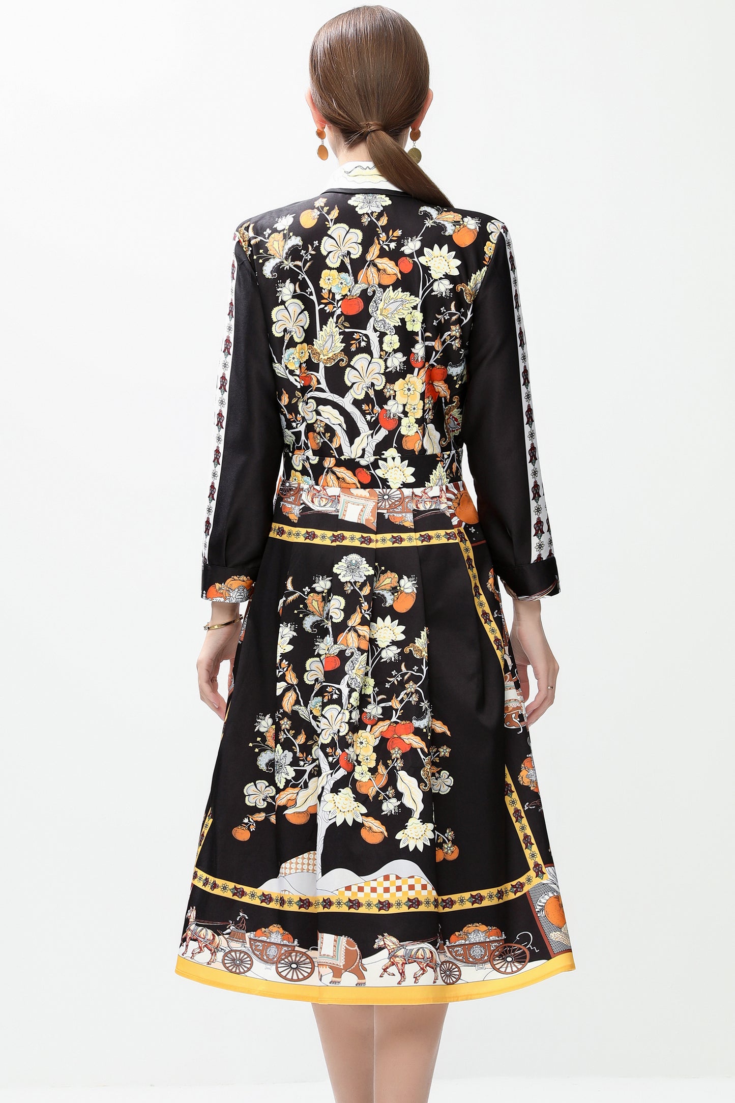 Women's 3/4 Sleeve Floral Print Midi Dress