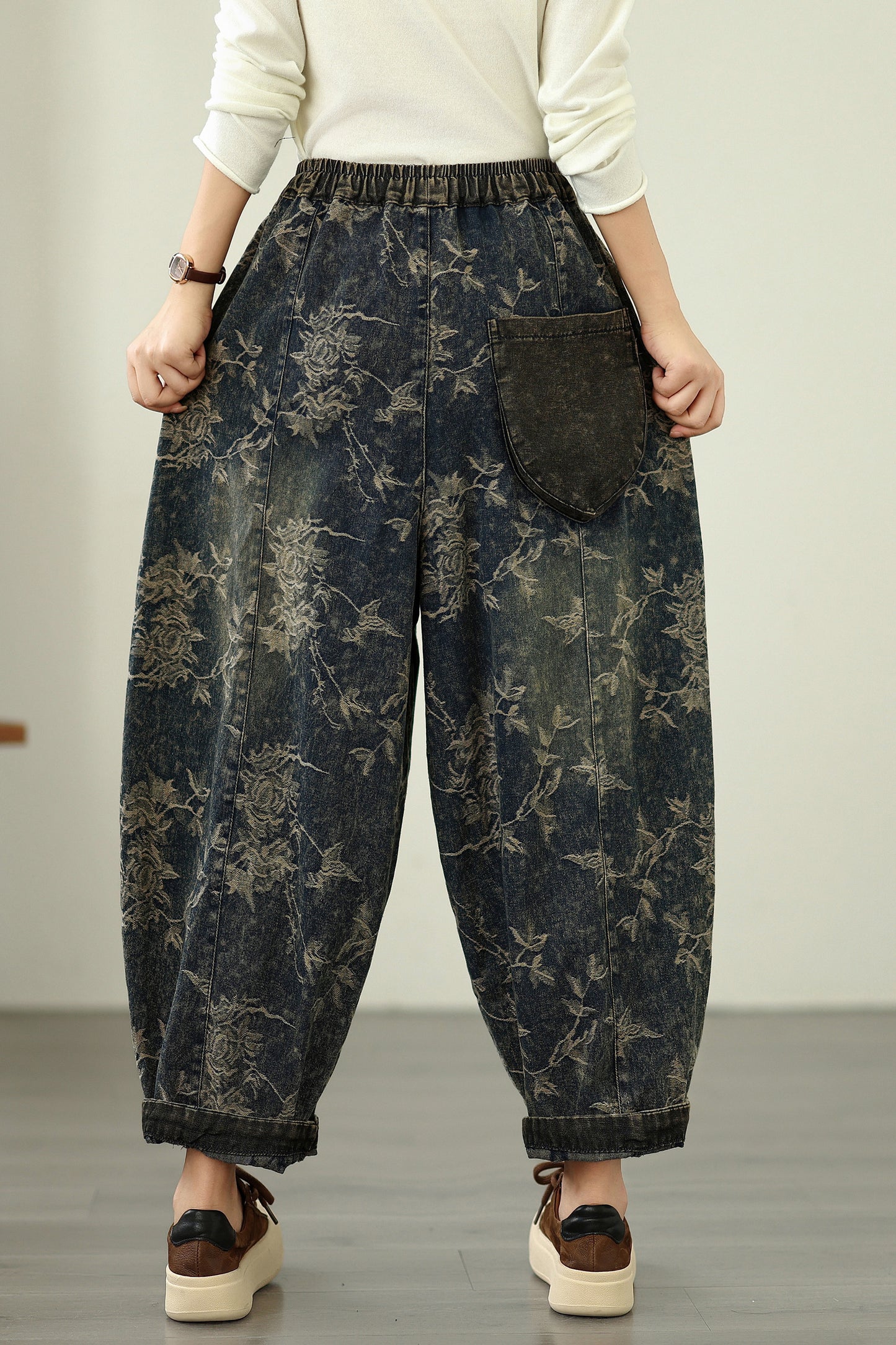 Women's Harem Jeans Drawstring Waist Print Pants