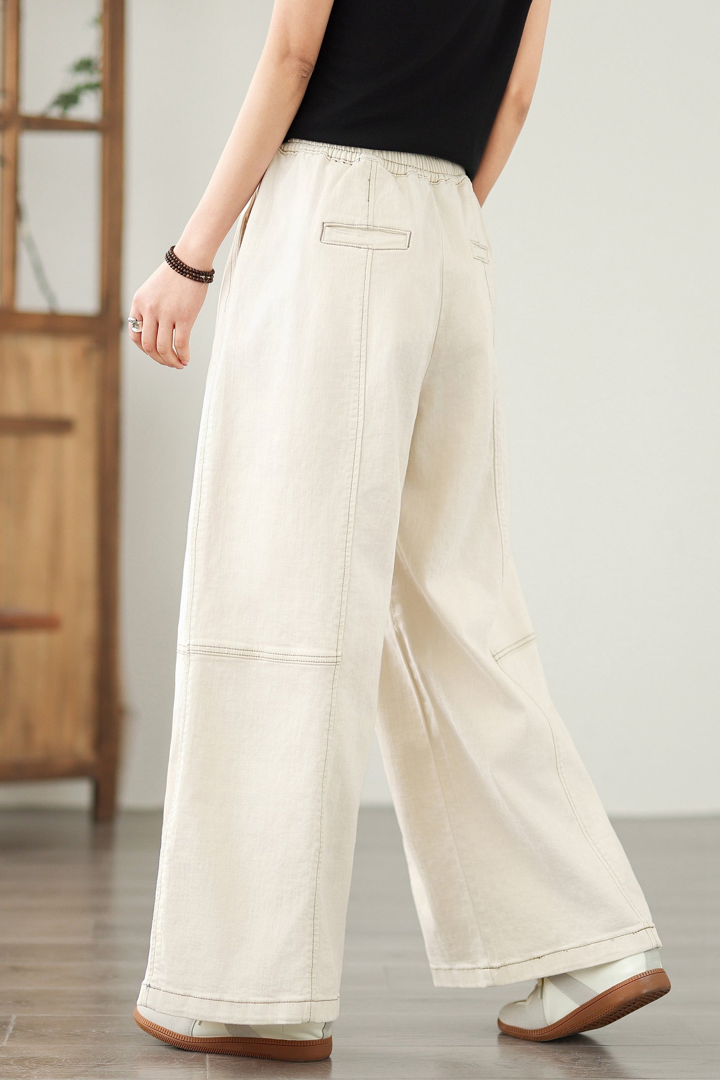 Women's Jeans Elastic Waist Wide Leg Denim Pants
