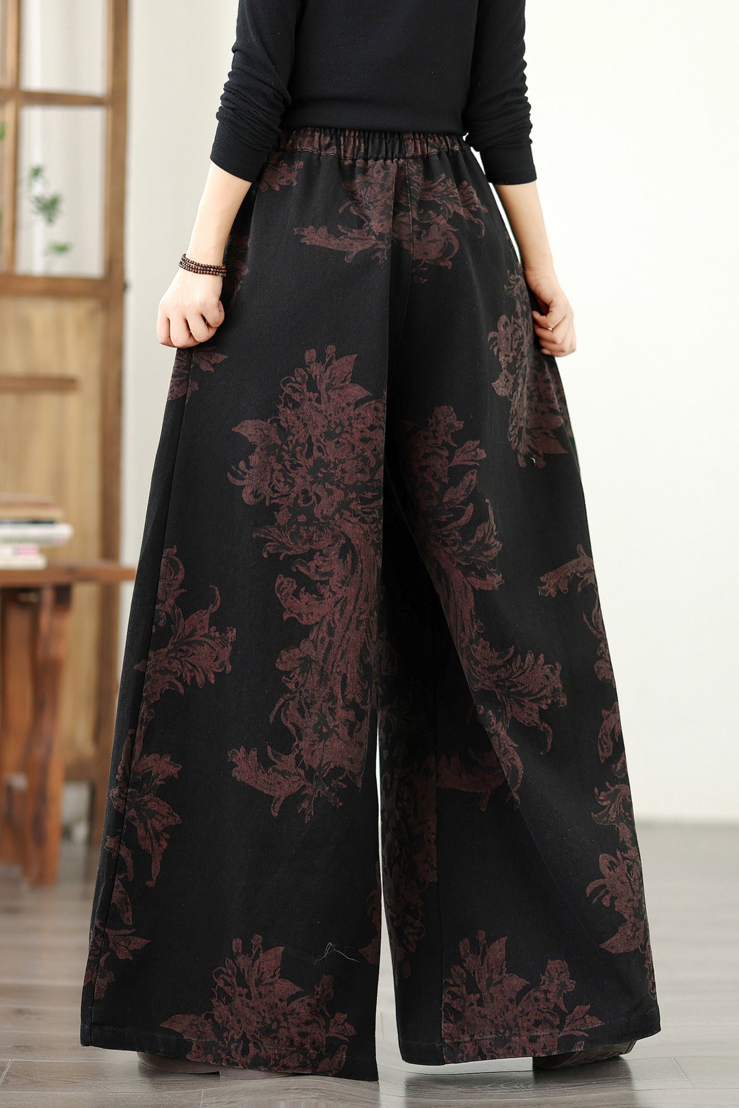 Women's Baggy Jeans Drawstring Elastic Waist Wide Leg