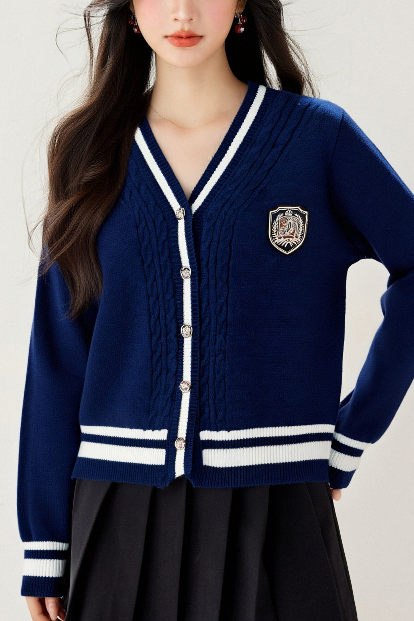 Women's Sweater V-Neck Ribbed Knit Preppy Knitwear