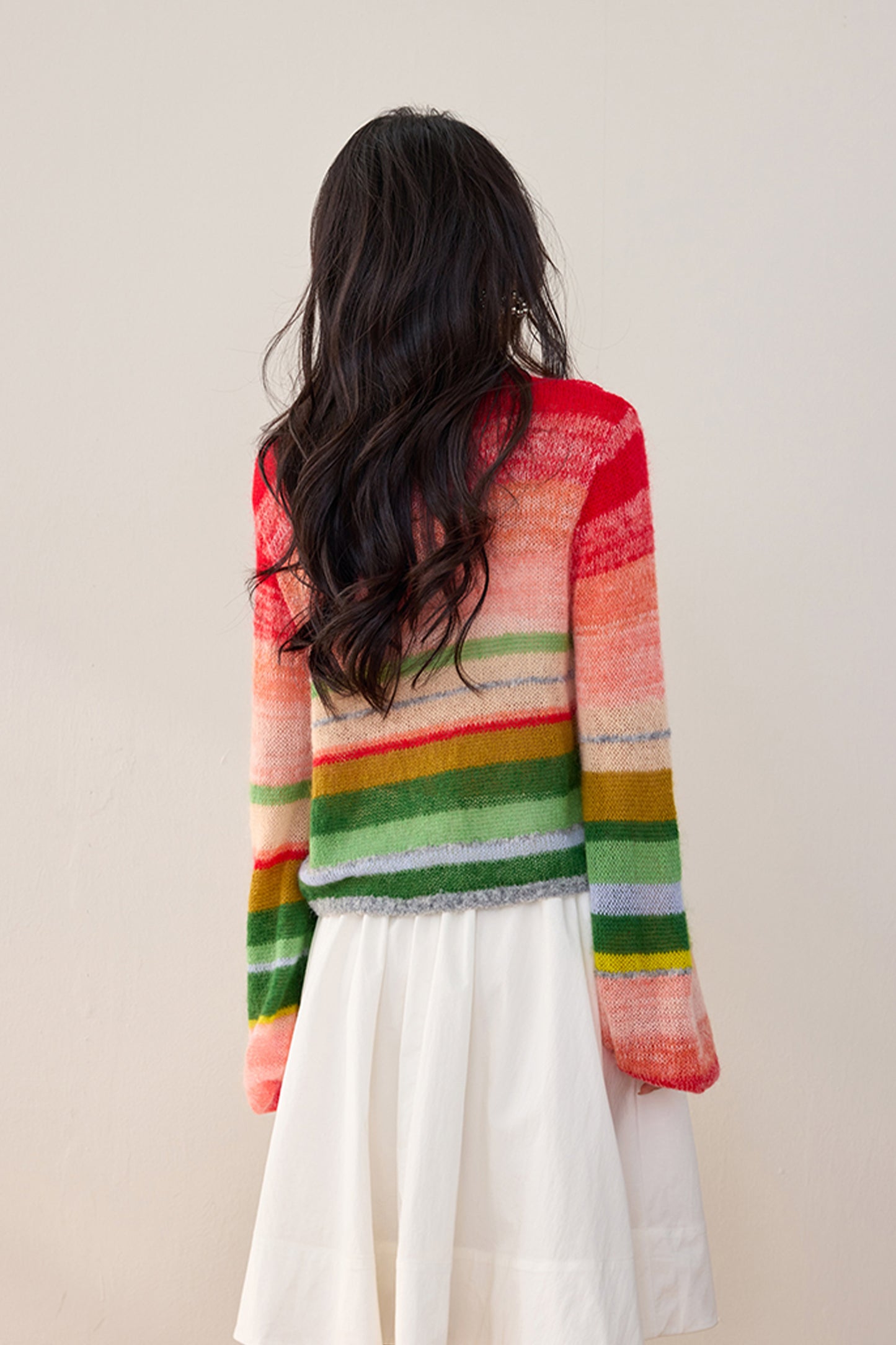 SD-Balloon Sleeve Striped Cardigan - LAI MENG FIVE CATS