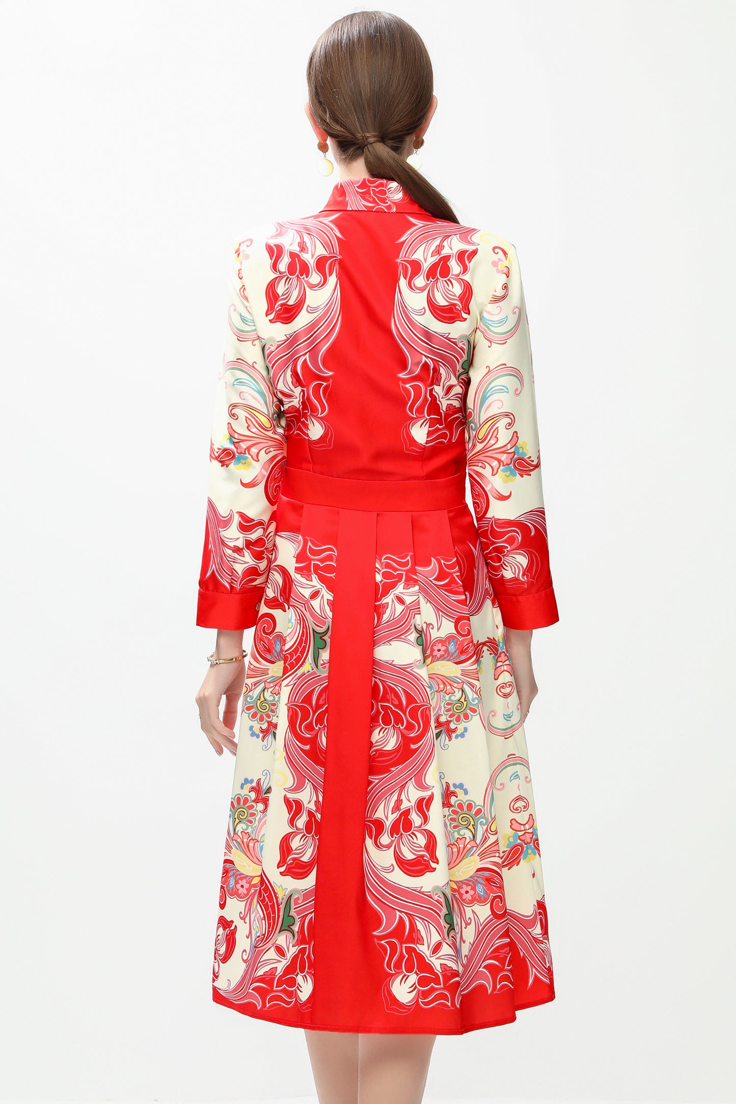 Women's 3/4 Sleeve Floral Print Midi Dress