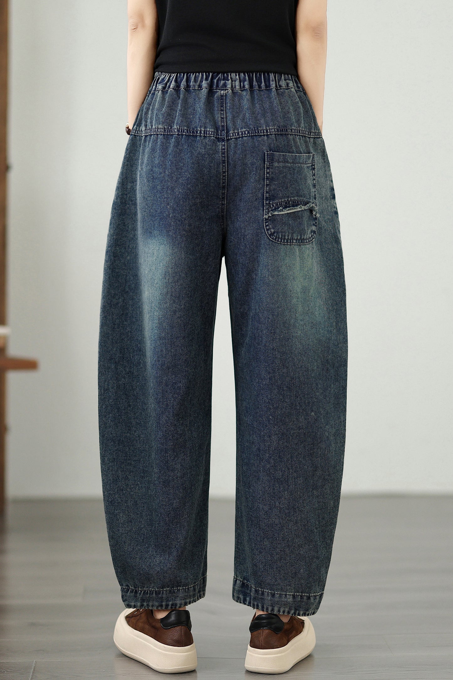 Women's Baggy Jeans Elastic Waist Harem Pants