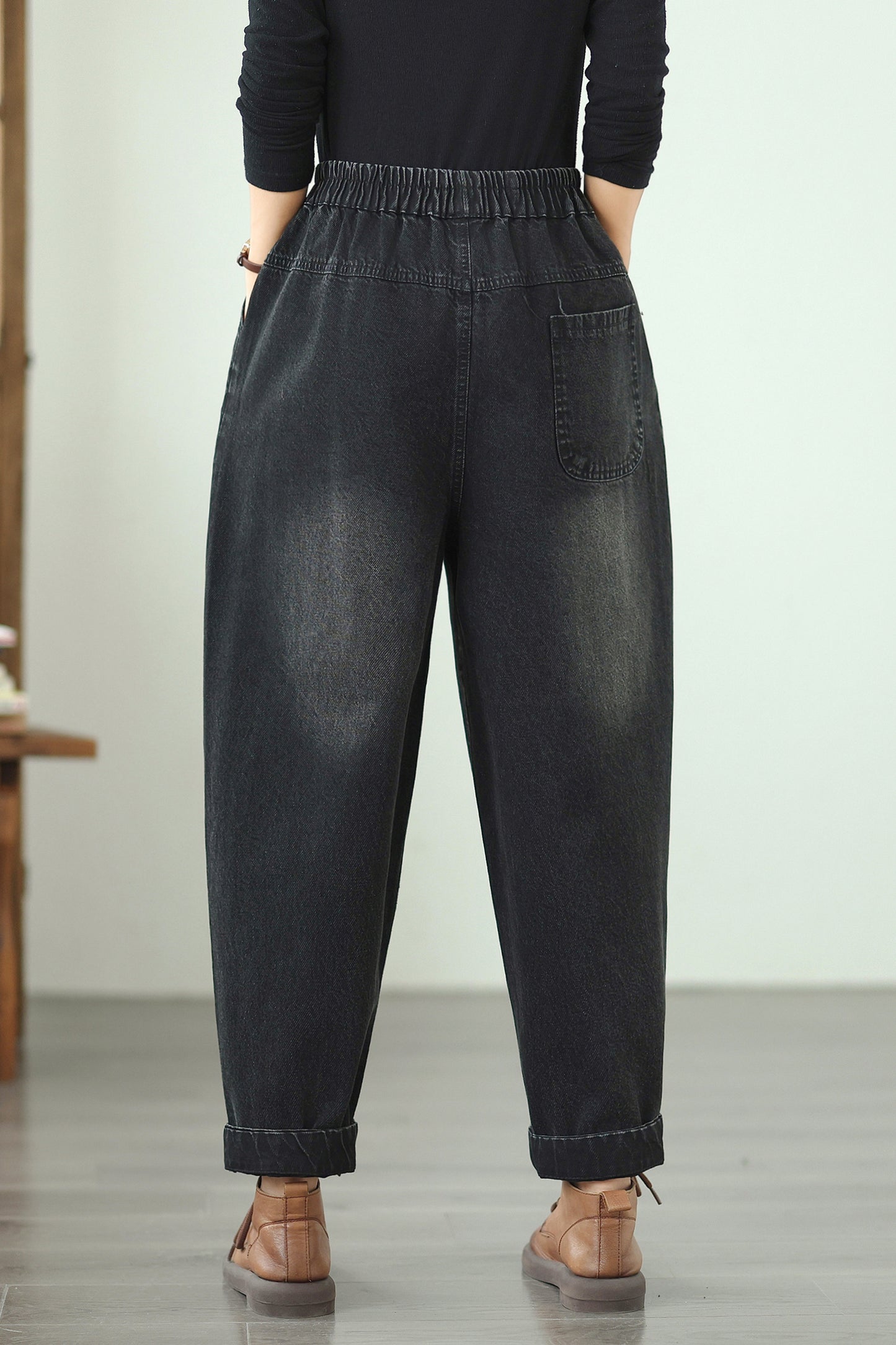 Women Jeans Denim Pants Elastic Waist