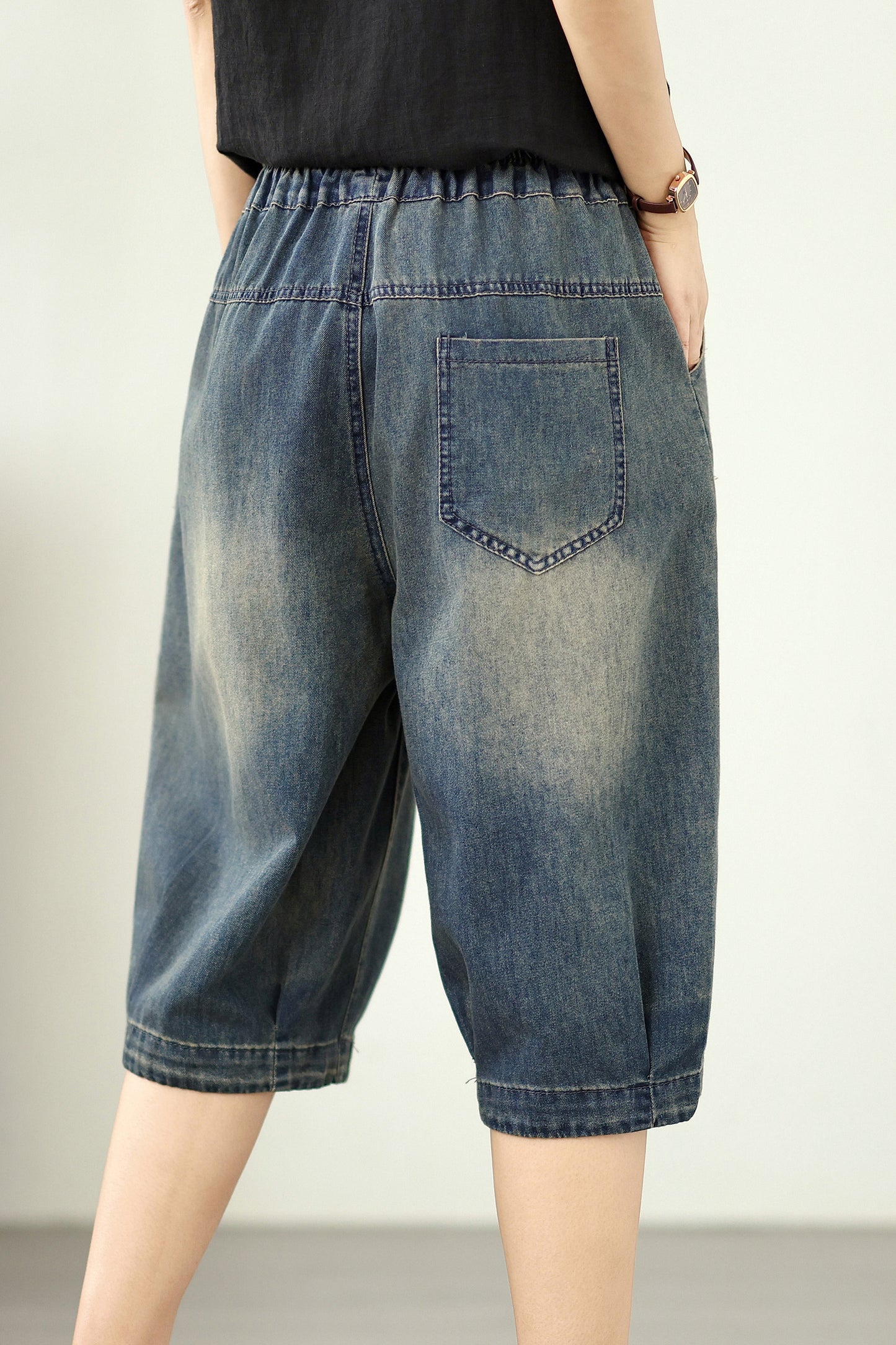 Women Jeans Denim Harem Pants Elastic Waist