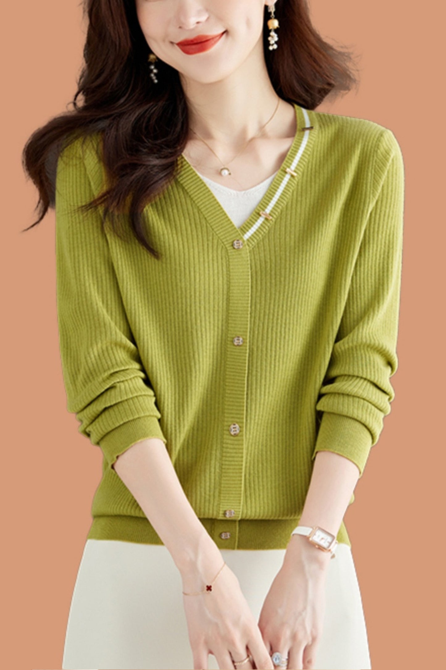 Women's Lightweight Cardigan V Neck Knit Sweater Tops