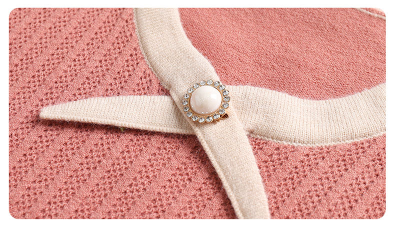 Elegant Pearl Long Sleeve Knit Sweater Pullover Top