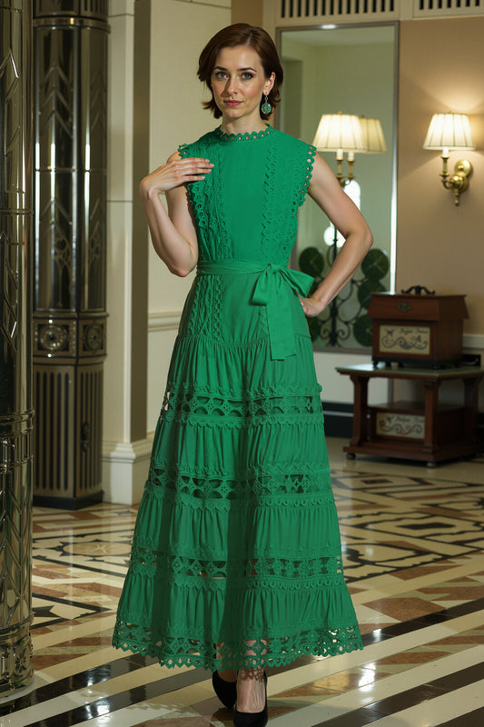 BK-Sleeveless Hollow Belt Maxi Dress - LAI MENG FIVE CATS