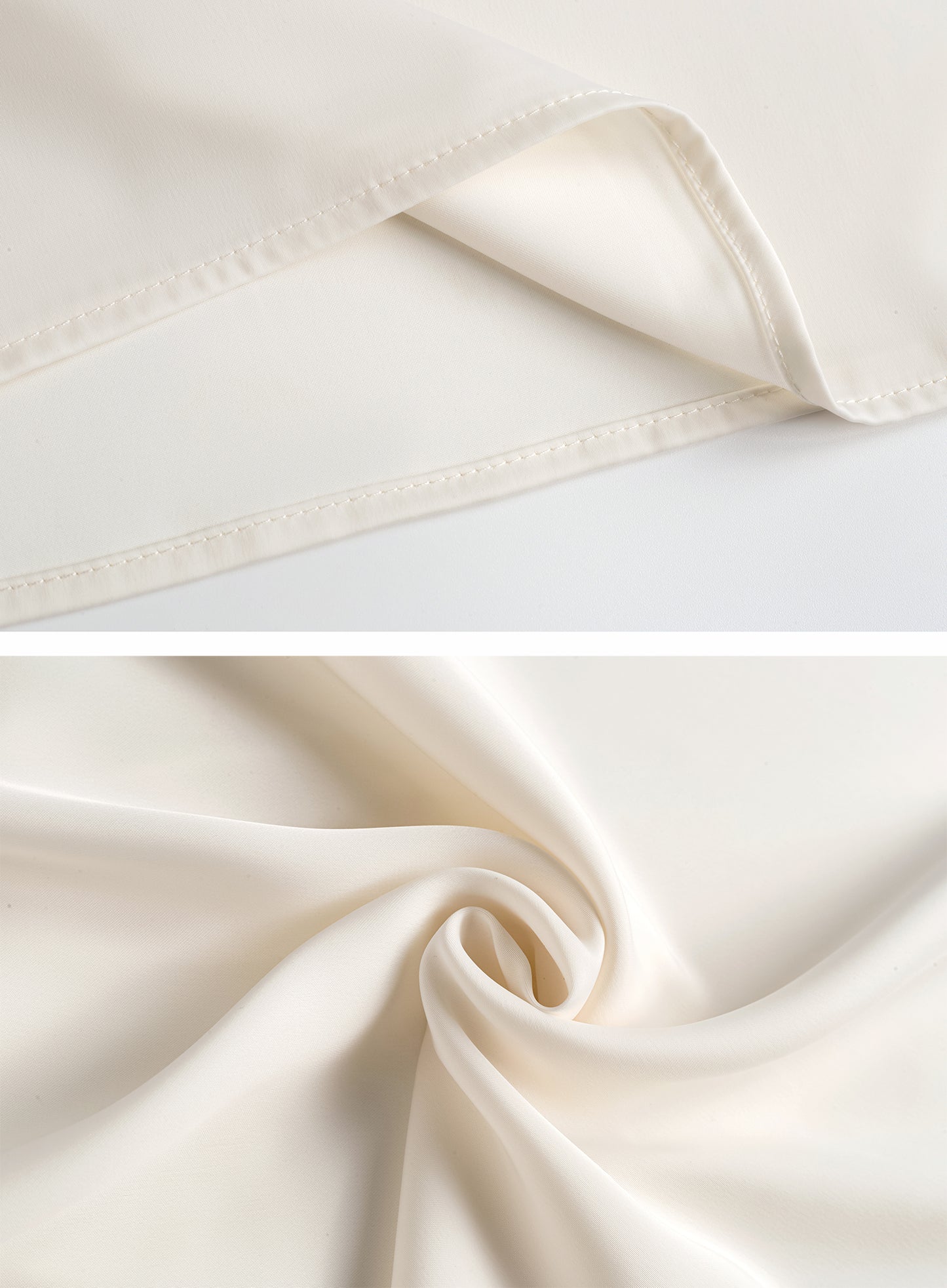 Ivory Satin Rose Blouse – Elegant Puff Sleeve Bow Detail Top