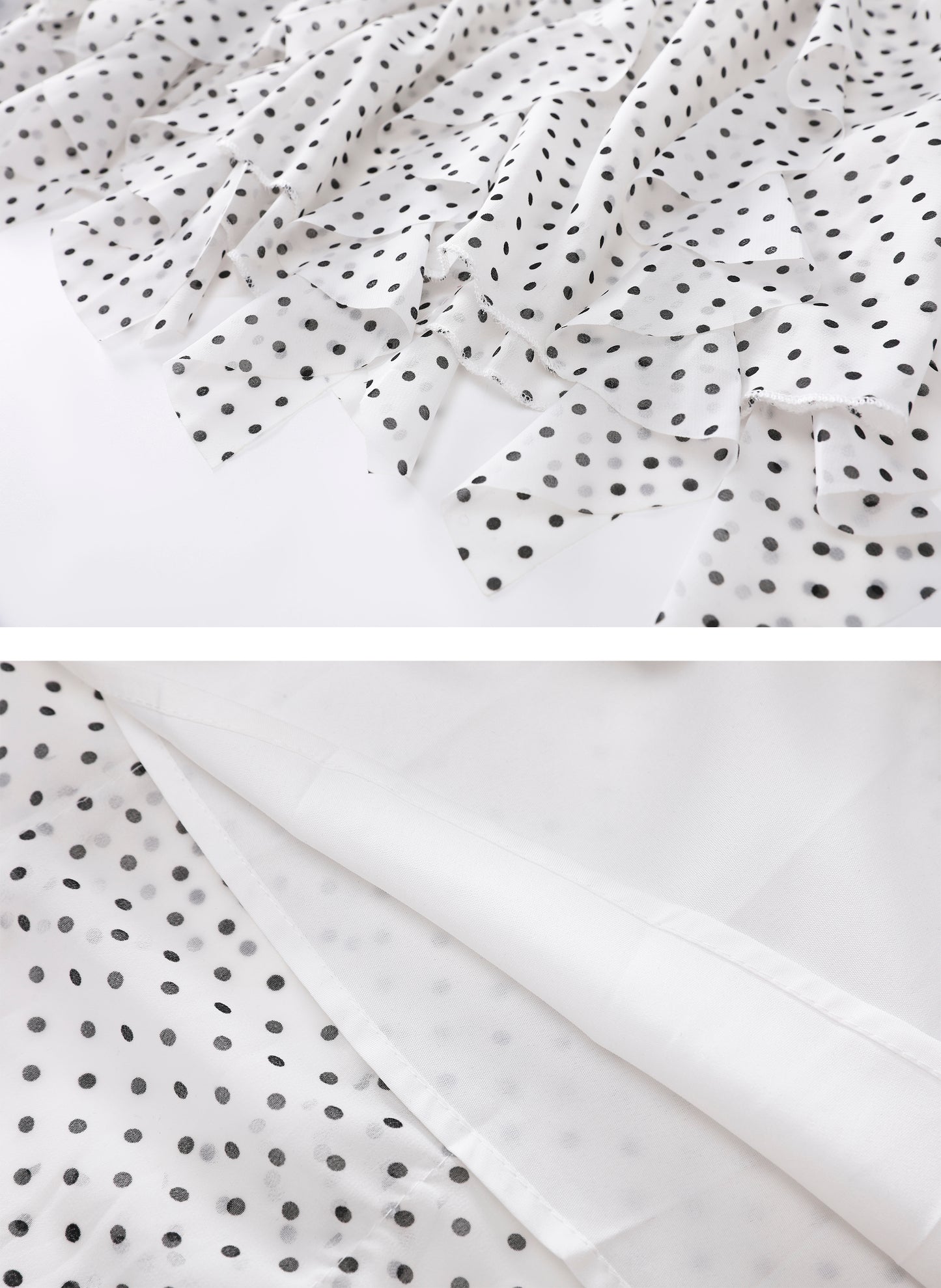 White Polka Dot Ruffle Chiffon Maxi Dress