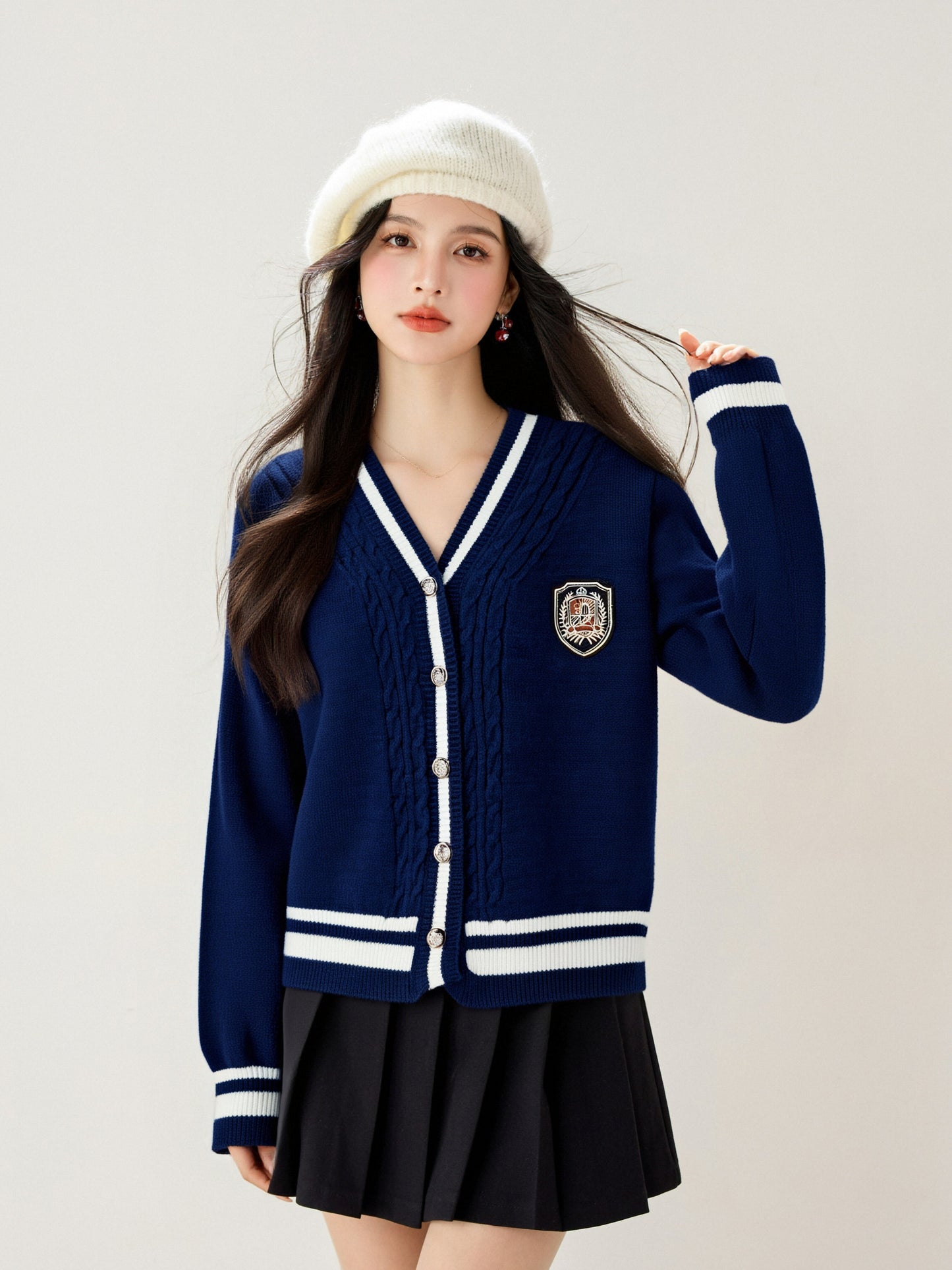 Women's Sweater V-Neck Ribbed Knit Preppy Knitwear