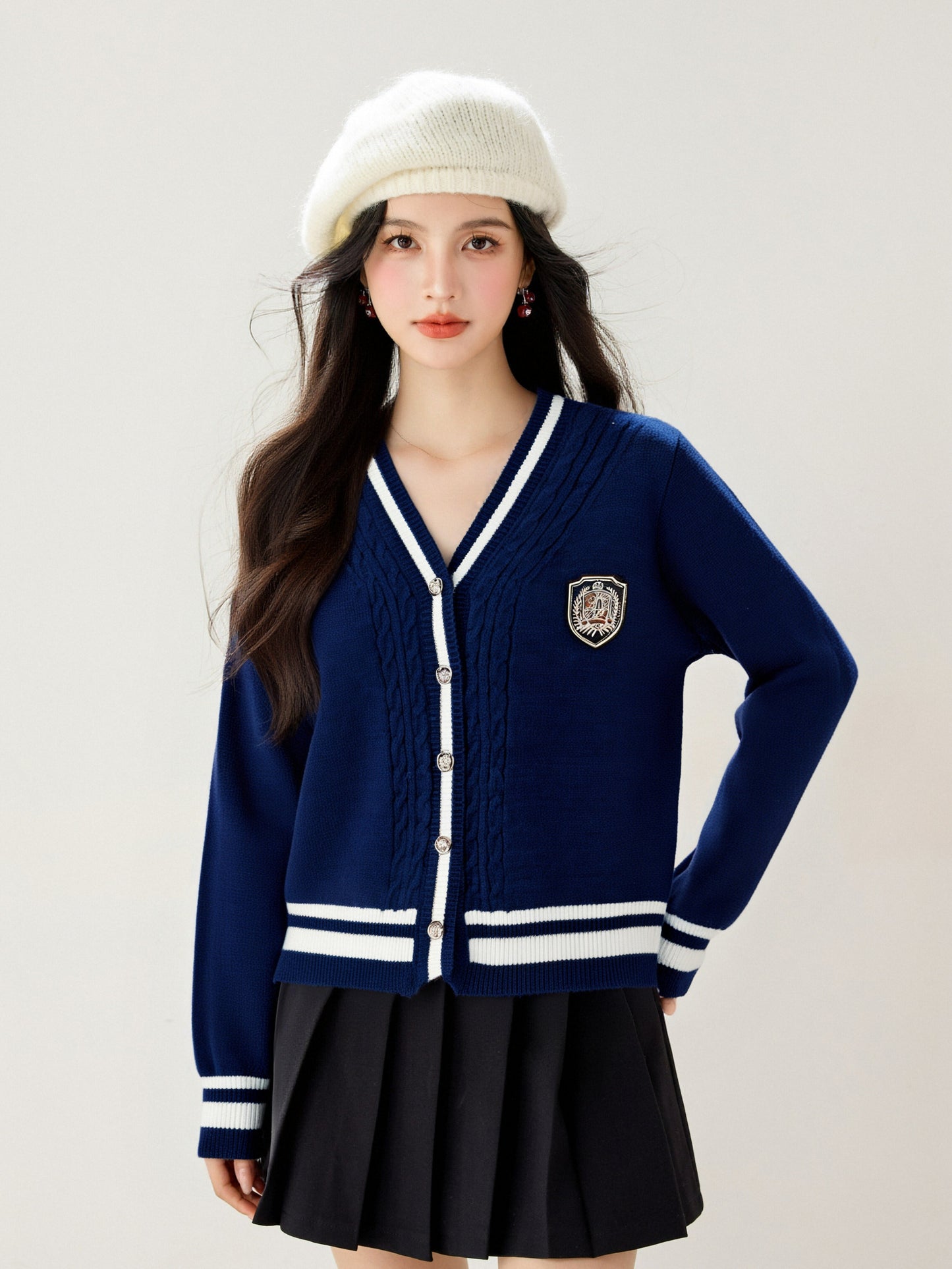 Women's Sweater V-Neck Ribbed Knit Preppy Knitwear
