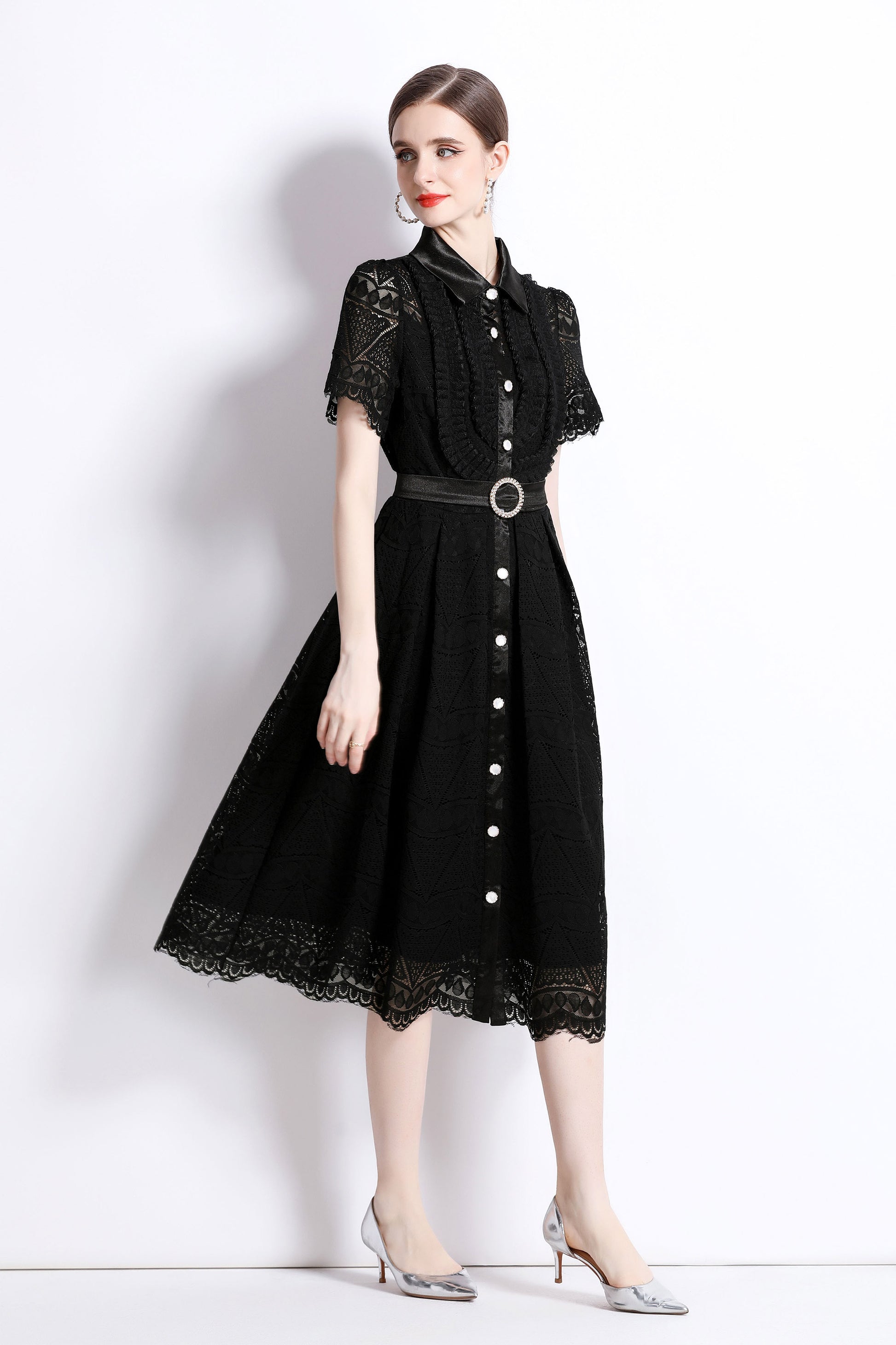 Women's Vintage Casual Elegant Midi Dress - LAI MENG FIVE CATS