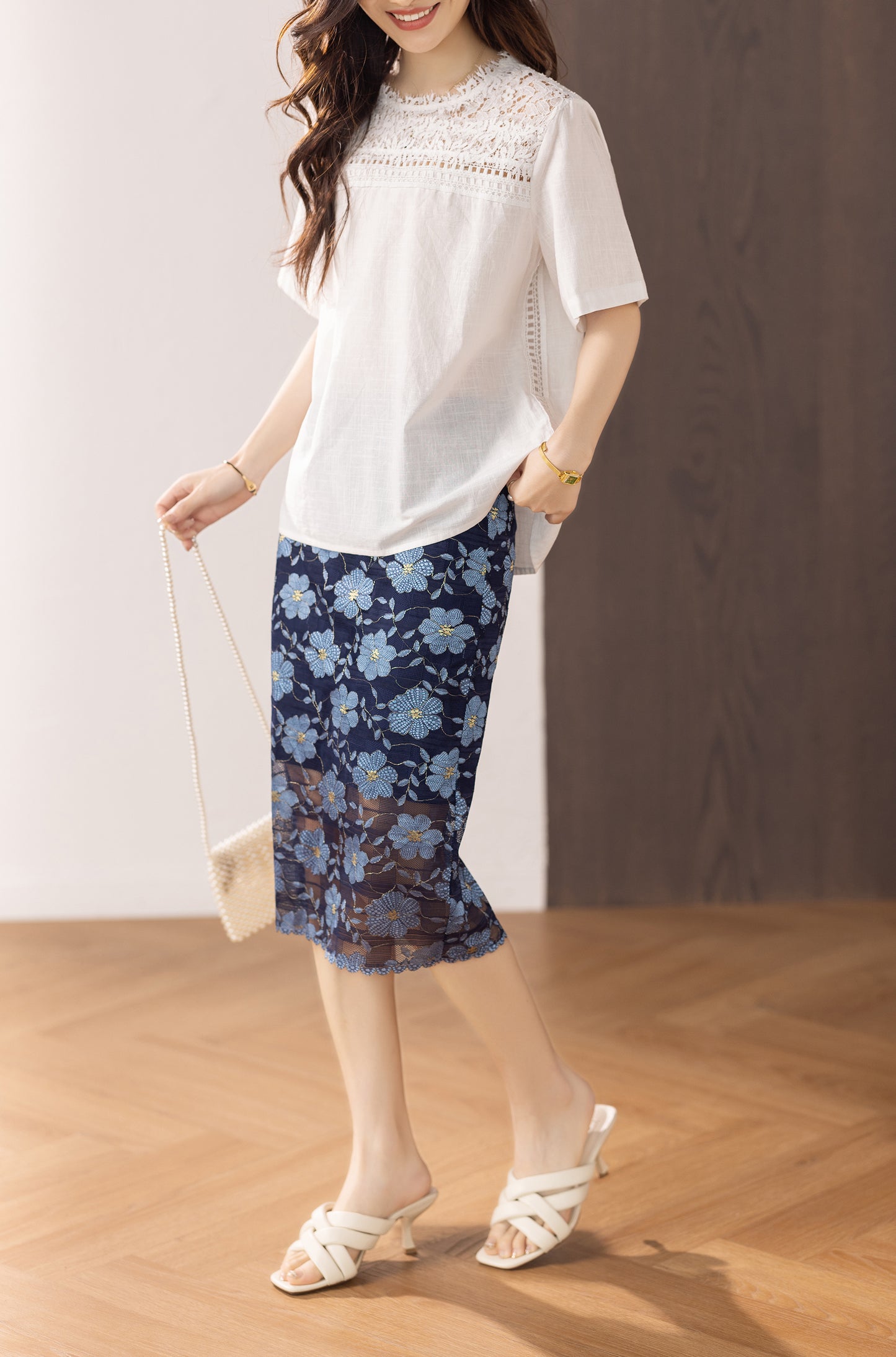 Women's Hollow Lace Short Sleeve Blouse Tops
