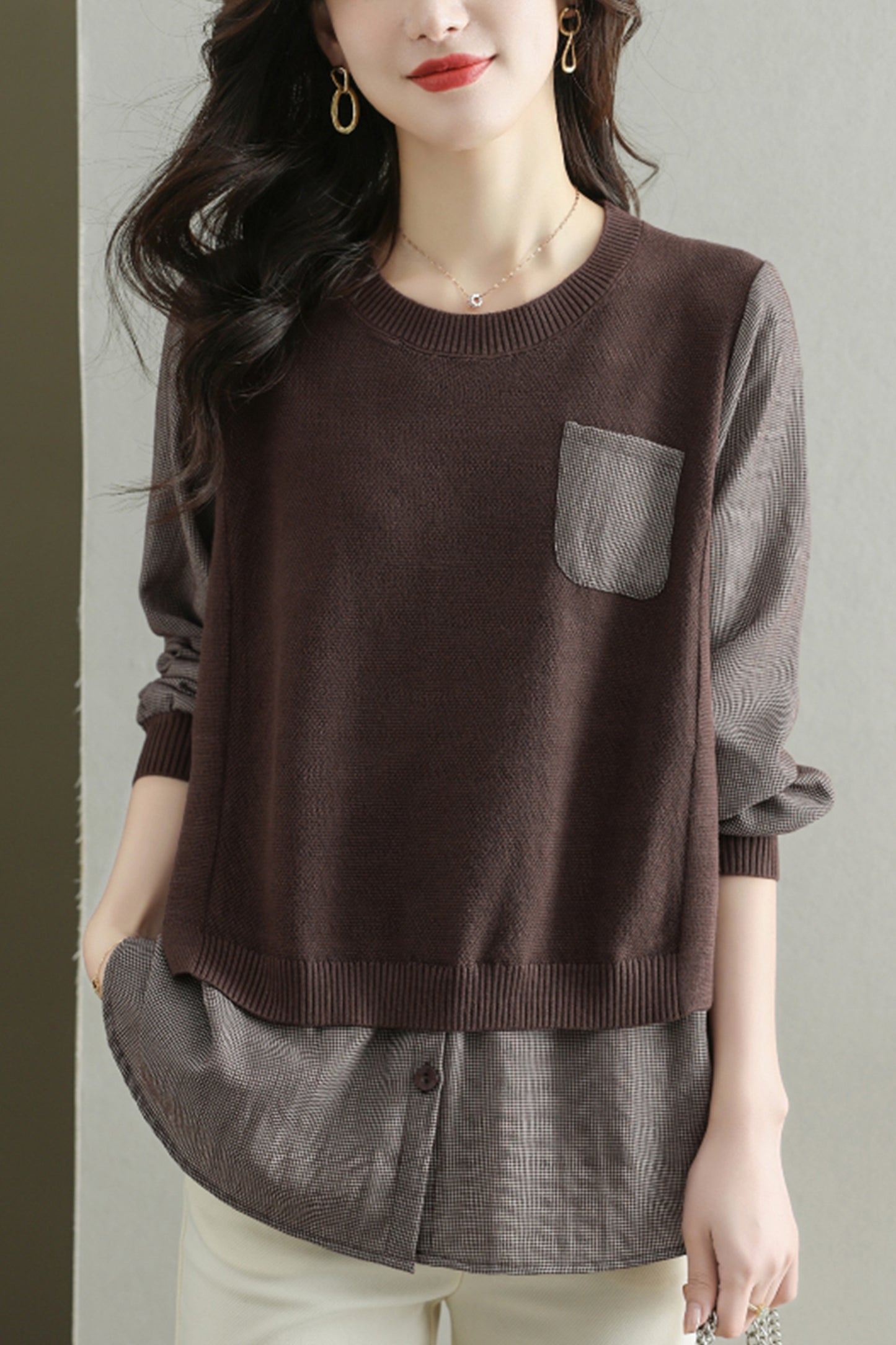 Women's Knit Stripe Long Sleeve Pullover Top