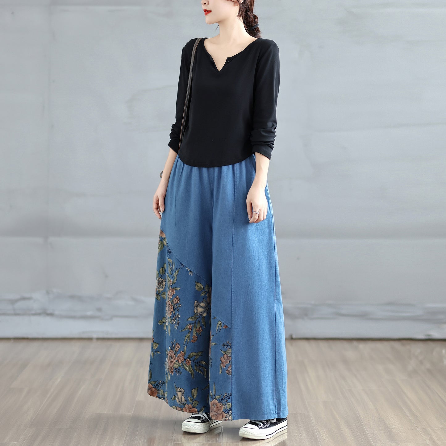 Women's Baggy Jeans Drawstring Waist Wide Leg