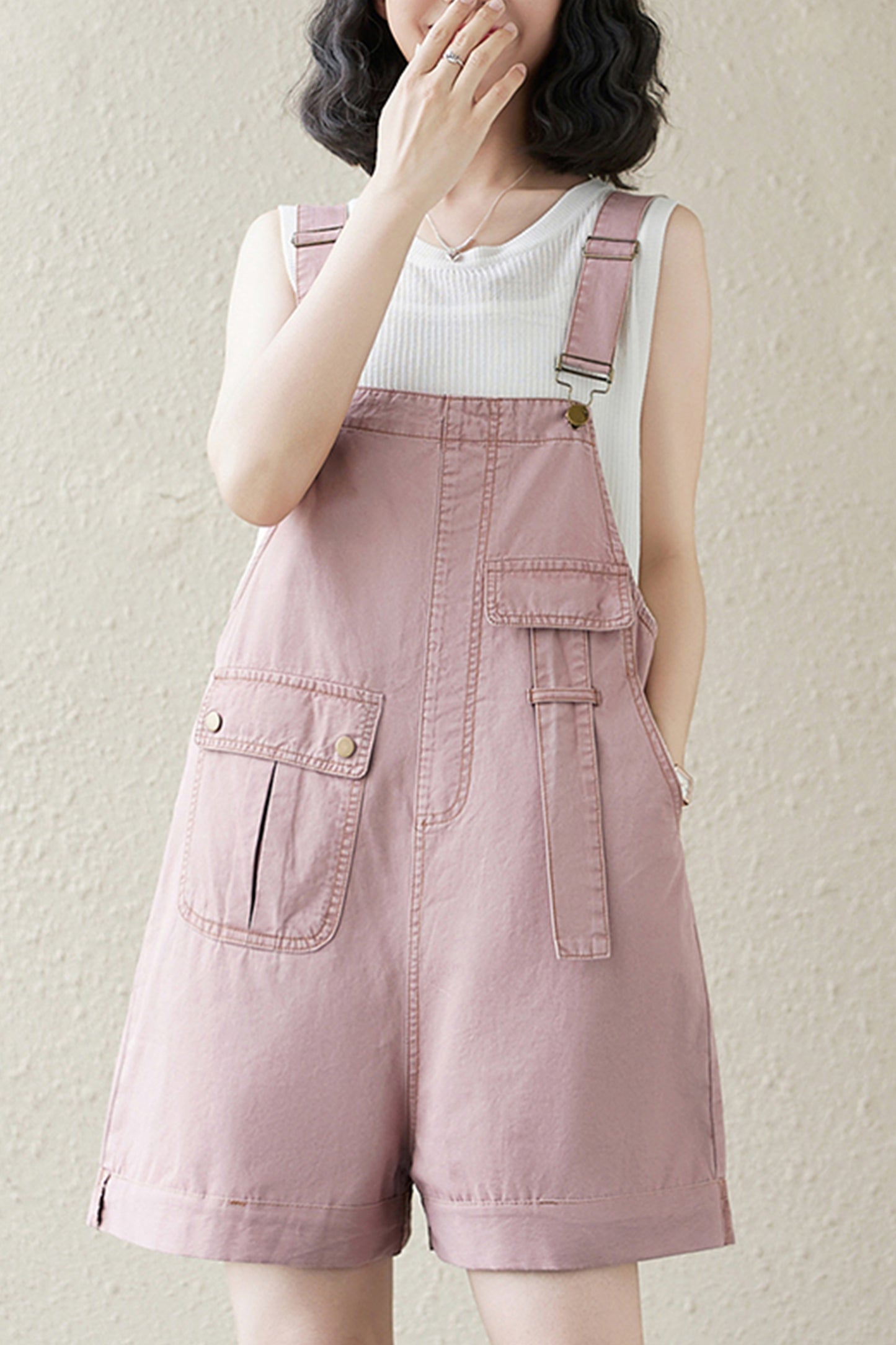 Women's Denim Bib Shorts Adjustable Strap Shortalls Romper