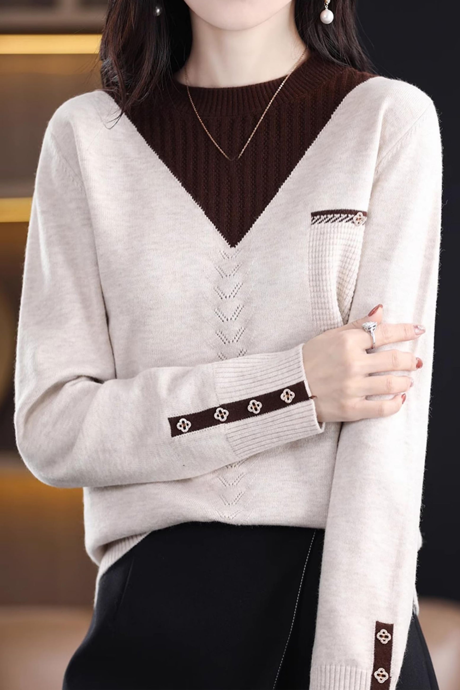Knit Layered Loose Fall Pullover Tops - LAI MENG FIVE CATS