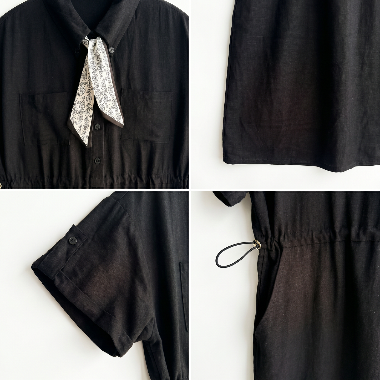 Black Tie-Waist Shirt Dress