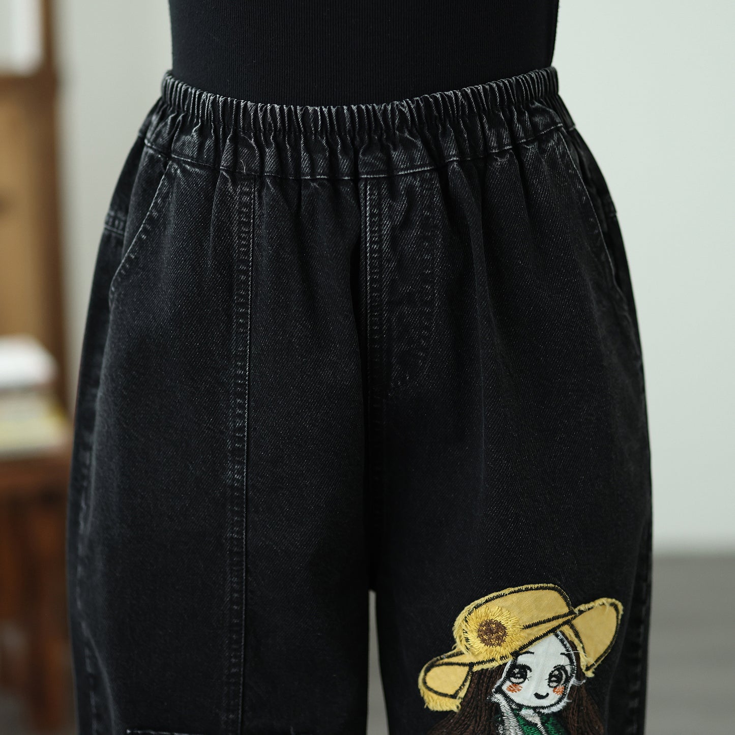 Women Jeans Denim Pants Elastic Waist