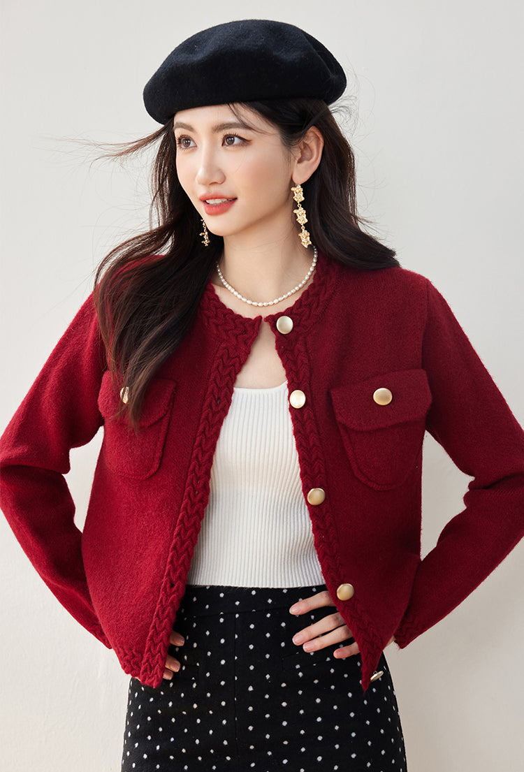 SD-Knit Cardigan with Pockets Buttons - LAI MENG FIVE CATS