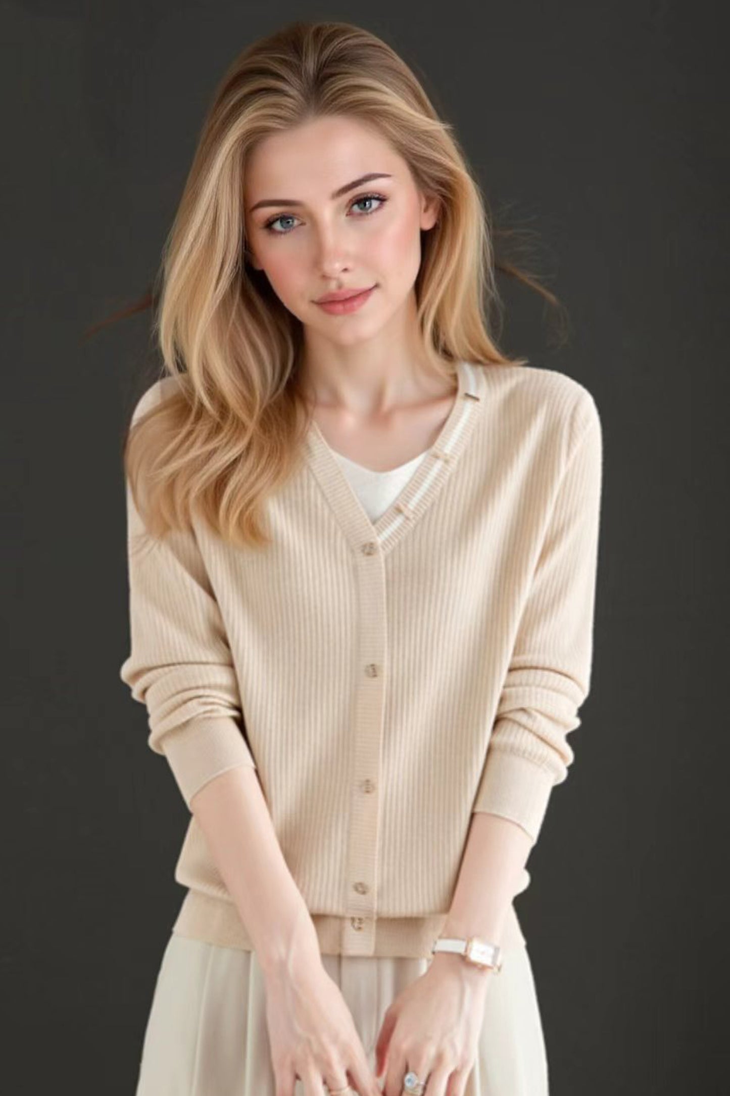 Women's Lightweight Cardigan V Neck Knit Sweater Tops