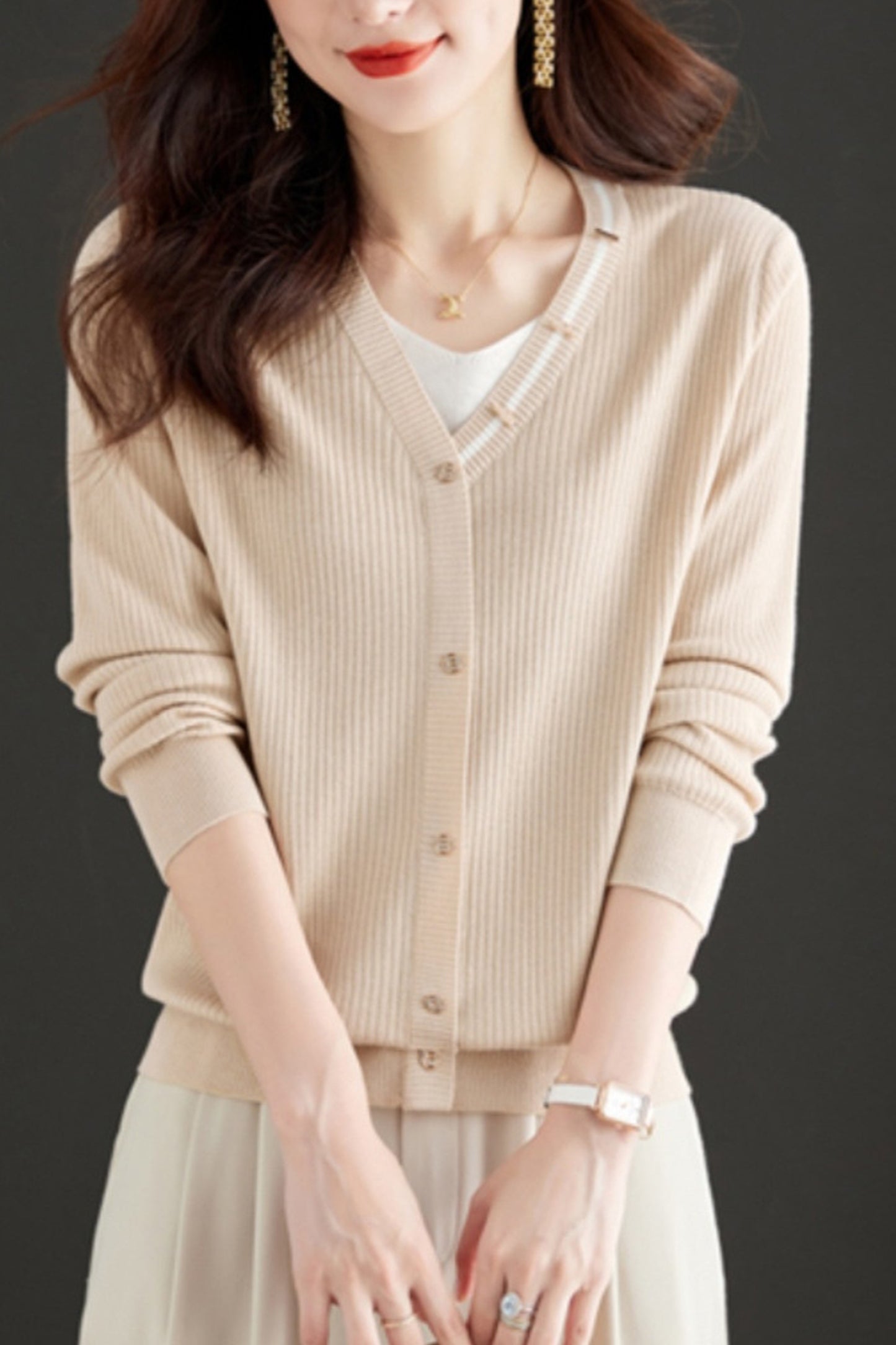 Women's Lightweight Cardigan V Neck Knit Sweater Tops